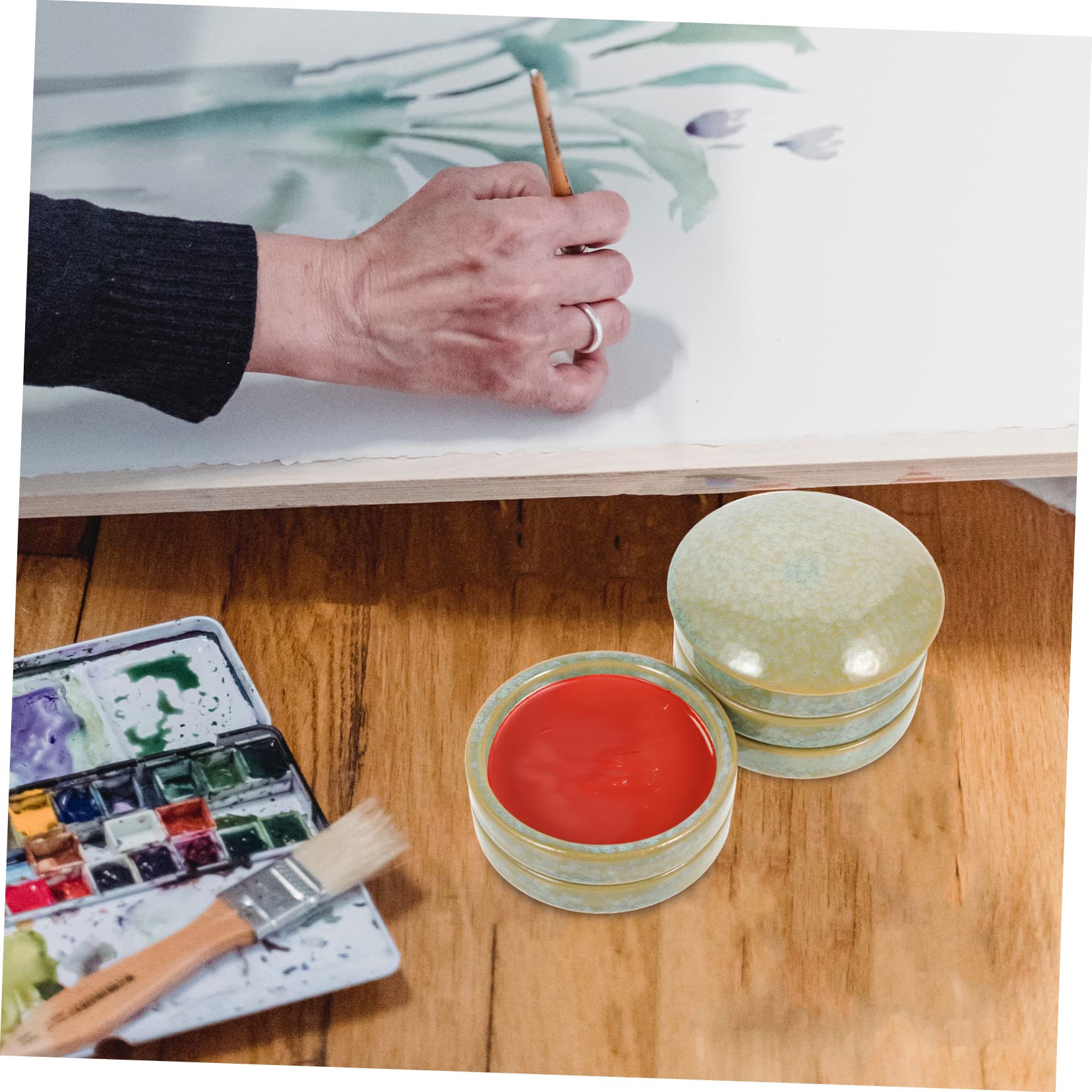 Anneome Paleta para Mezclar Acuarelas de 5 Capas Apilable de Cerámica Práctica y Multiusos, Adecuado para Artistas y Principiantes en Pintura Artística