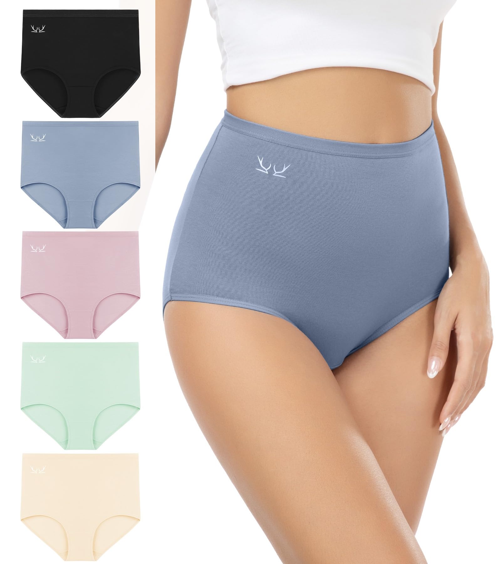 Ruixue Unterhosen Damen Baumwolle Unterwäsche, 5er Pack Slips Damen Stretch Hohe Taille Panties, Bequeme Frauen Unterwäsche, Atmungsaktiv Panties