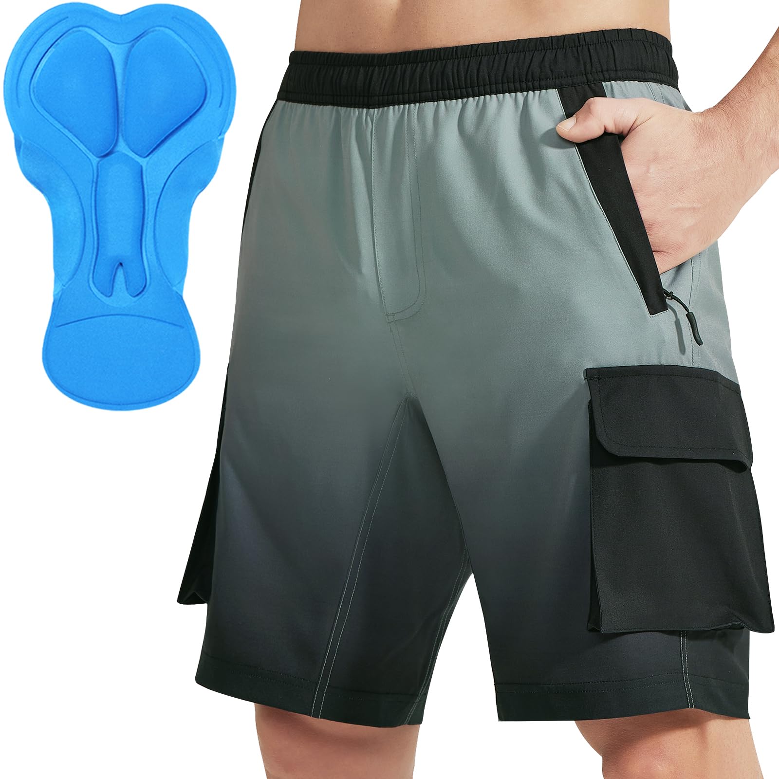 VAYAGER Culotte Corto para Hombre MTB, Pantalón de Ciclismo con Acolchado 3D para Mountain Bike, Short Ciclista de Secado Rápido para Outdoor