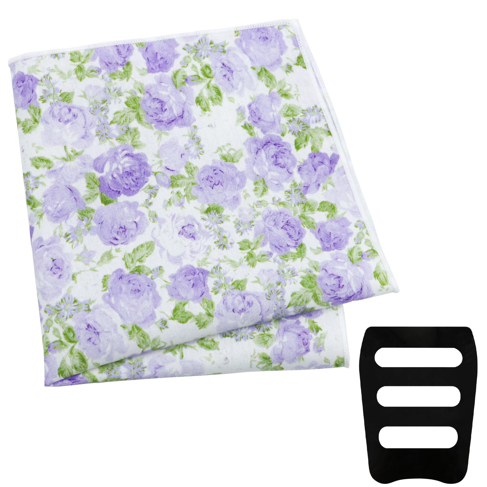 Floral Pocket Squares for Men with Holder Printed Flower Mens Handkerchief Cotton Suit Pocket Hanky for Wedding