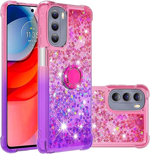 Dinglijia Moto G Stylus 2022 - Funda para Moto G Stylus 2022, diseño degradado de arena movediza con purpurina que fluye líquido, flotante, cojín de