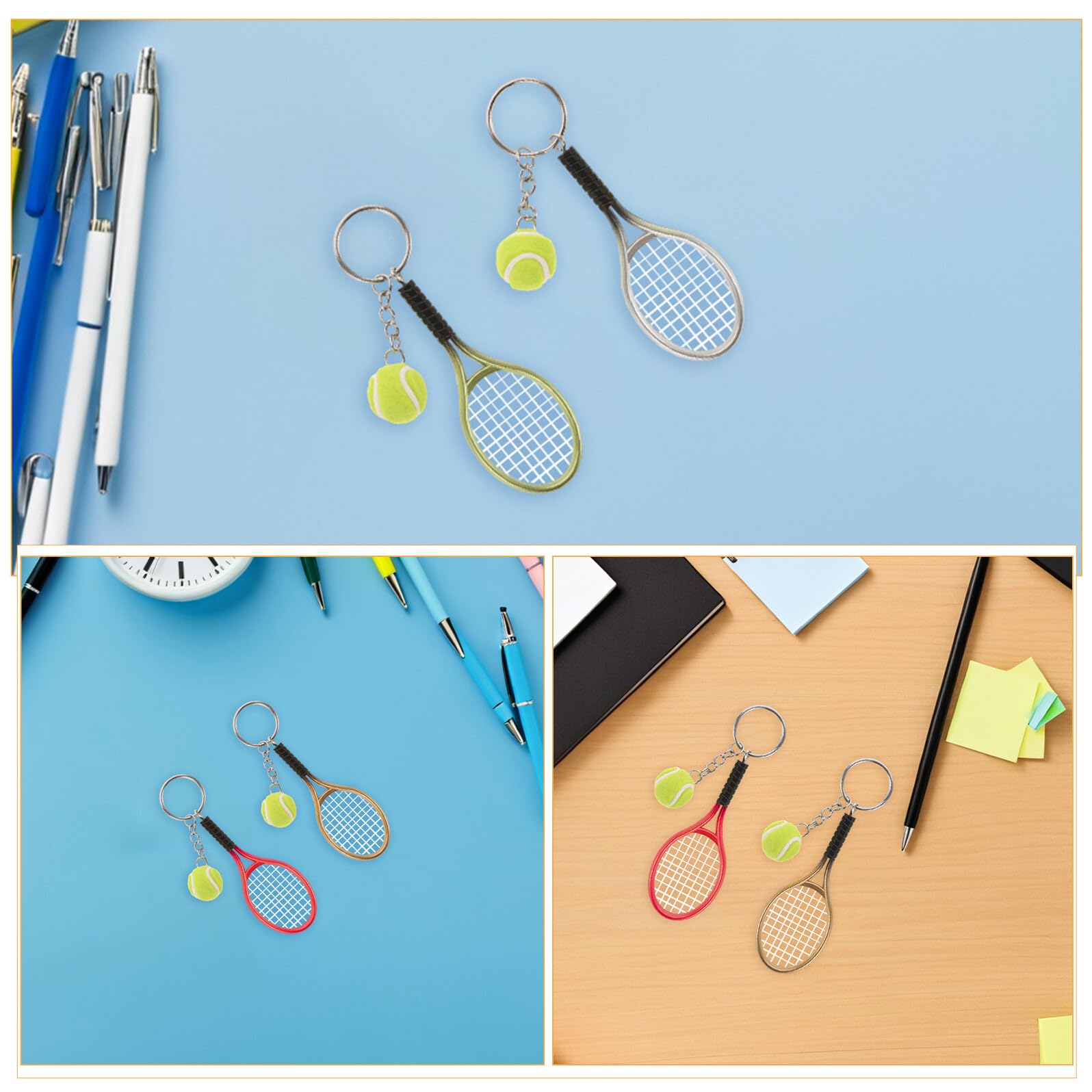 18 Piezas Llavero Raqueta Tenis Colgantes Deportivos Coloridos Mini Accesorios para Fans y Regalos Portátiles