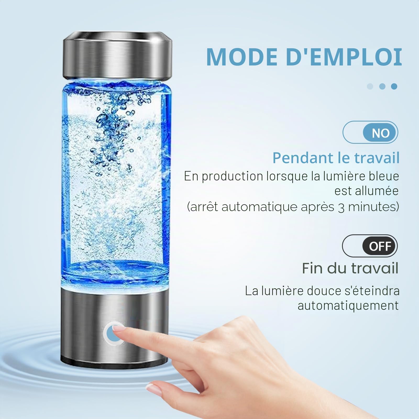 Bouteille Riche en Hydrogène Eau Portable, 430ML Générateur D'hydrogène en 3 Minutes Anti Âge, USB Bouteille d'eau Sans Fil, Fabricant D'eau D'hydrogène, pour Voyages, Maison,Bureau (2 Pièces)