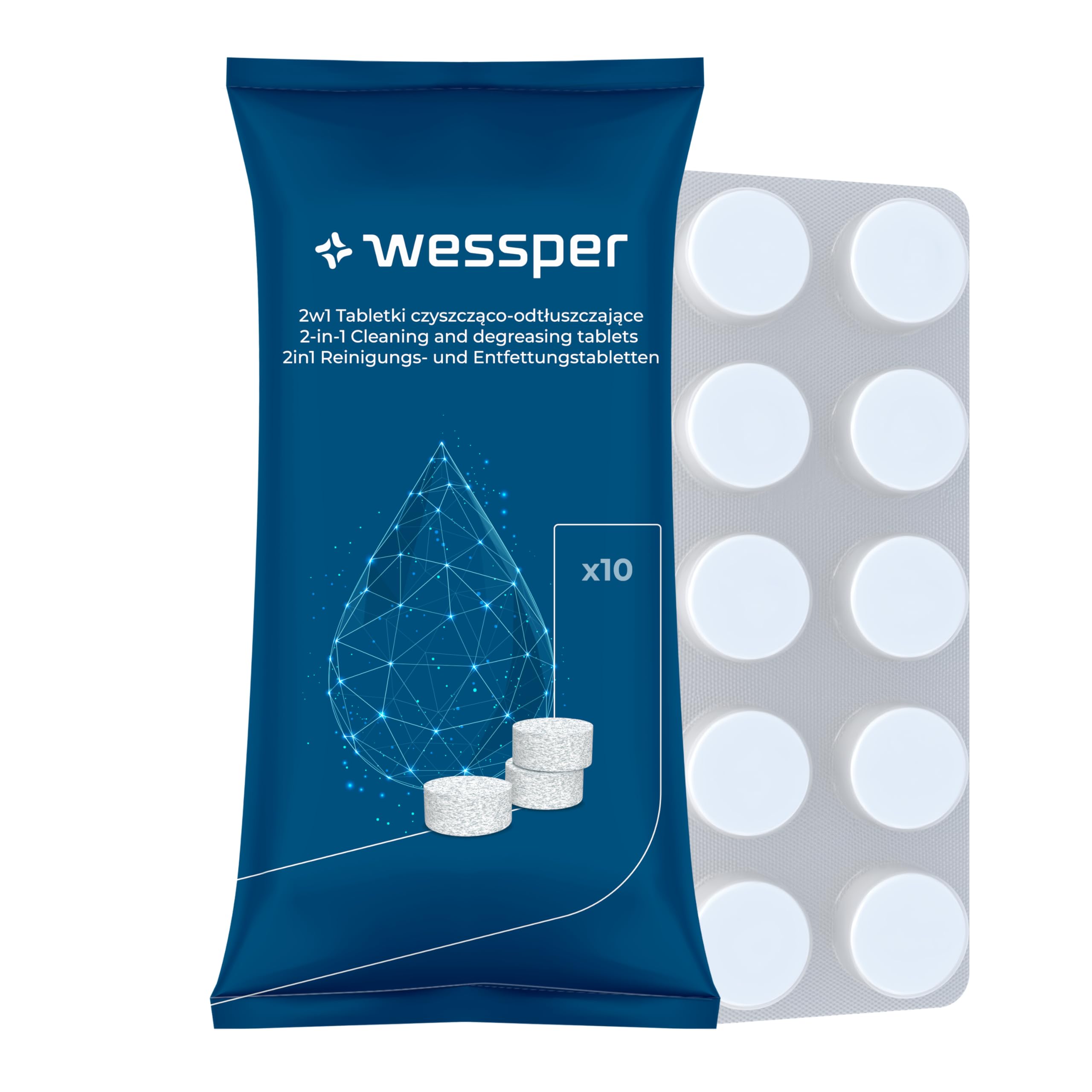 Wessper 20szt Tabletki czyszczące i odtłuszczające do wszystkich rodzajów ekspresów do kawy