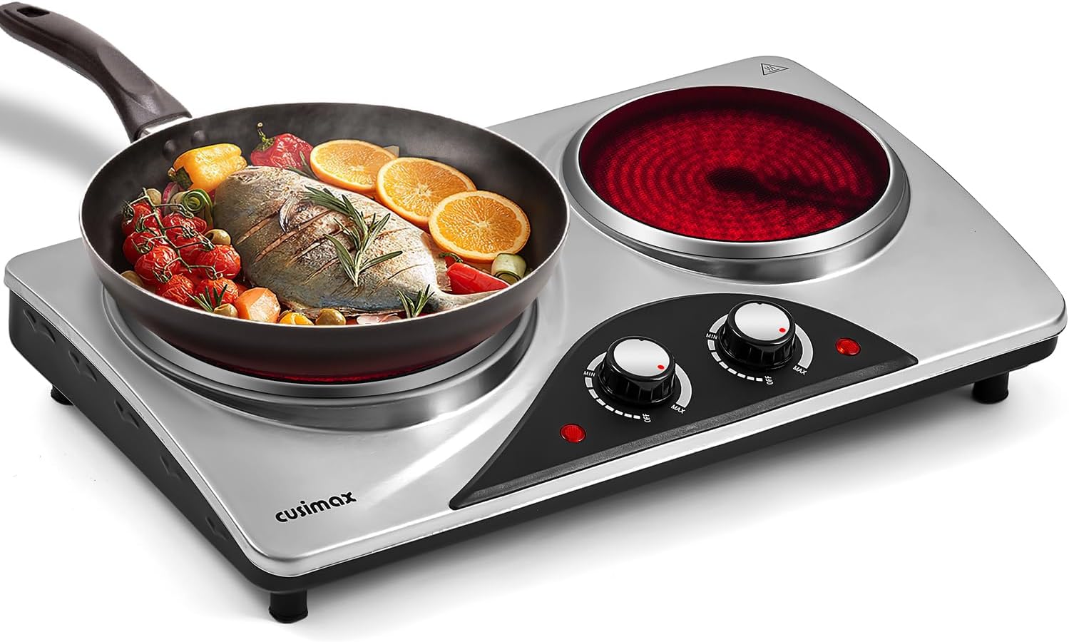 Double Burner, CUSIMAX 1800W Hot Plate, Ceramic Electric