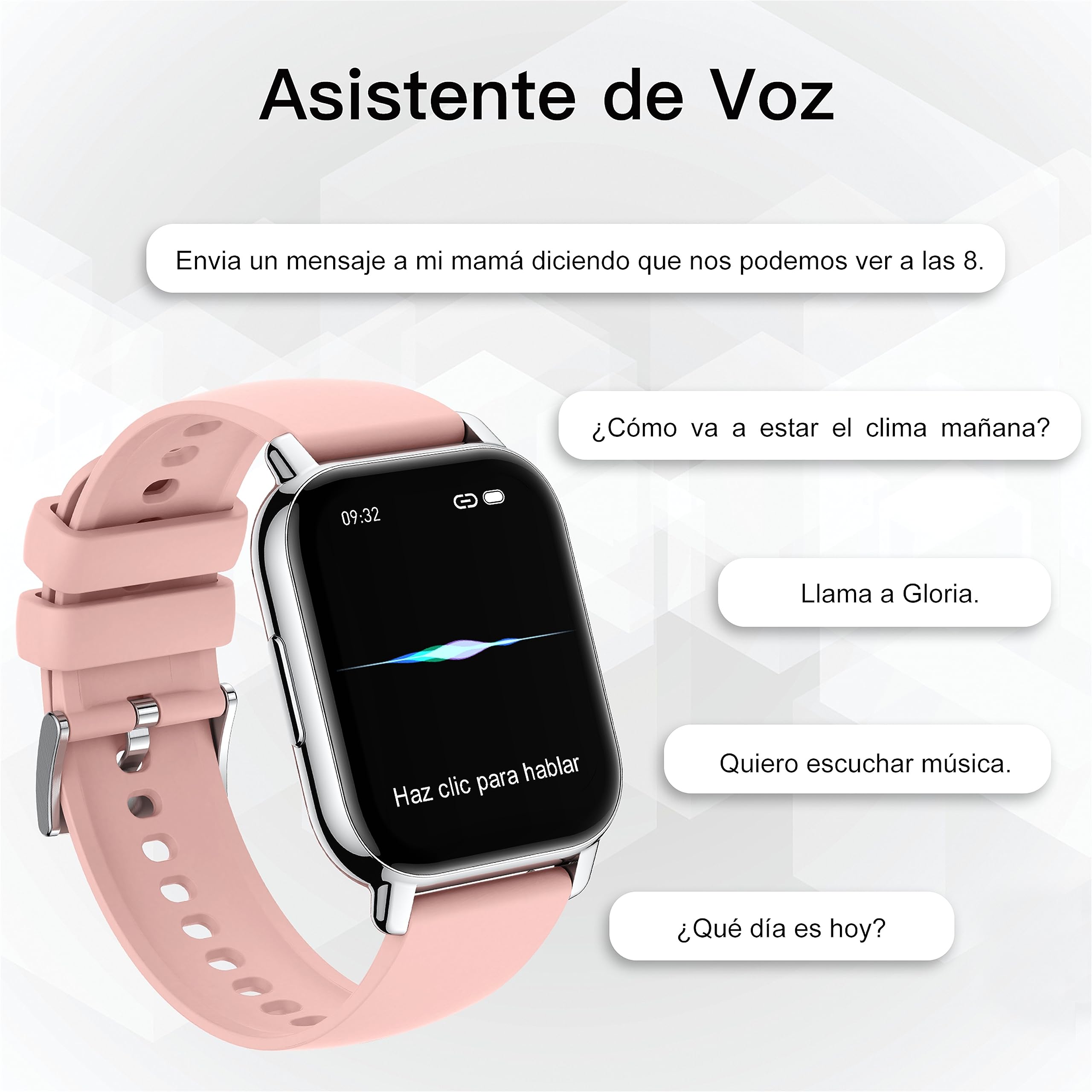 Popglory 1,85''/ 2 Correas Reloj con Llamadas, Reloj Inteligente 23 Deportes Smartwatch Pulsera Actividad Presión Arterial Ritmo Cardíaco Oxígeno Sanguíneo, Regalo Mujer Hombre Android iOS