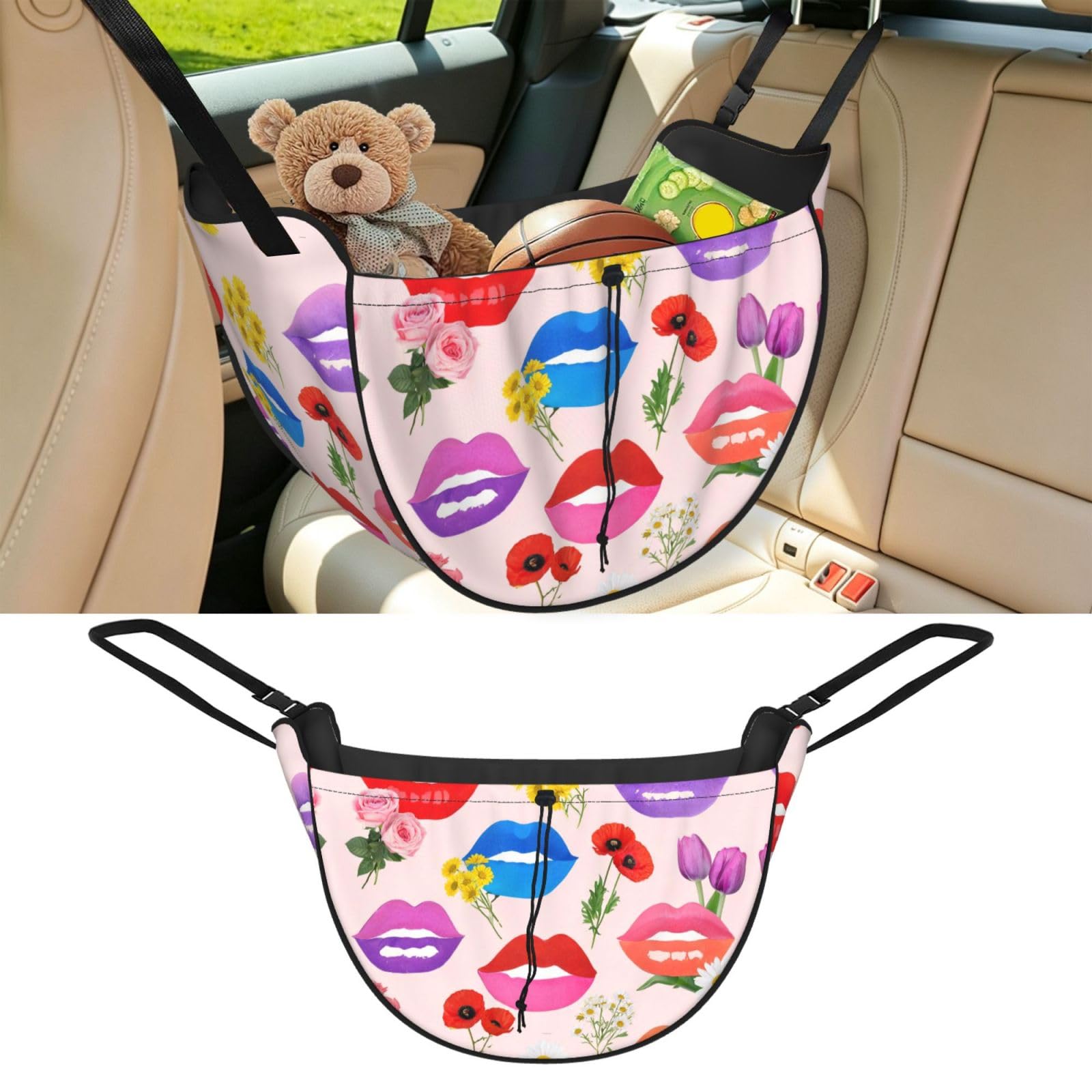 CNTDBU Lip Flower Car Seat Organizer-Backseat Storage Bag for Travel