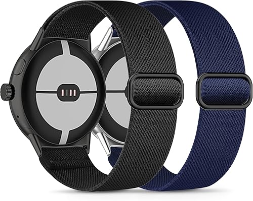 Laband Paquete de 2 correas elásticas de nailon compatibles con Google Pixel Watch para mujeres y hombres correas deportivas trenzadas elásticas de