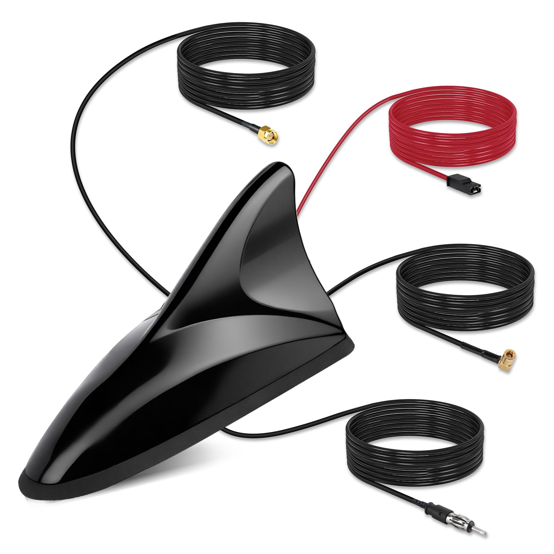 Autoantenne FM/DAB GPS Autoradio Antenne Haifischflosse mit 5 m Verlängerungskabel DIN/SMA/SMB Stecker für PKW, LKW, Wohnmobil – Navigation & Digitalradio