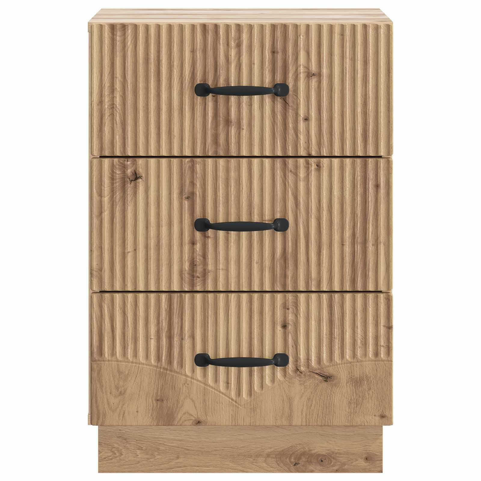 Mesita de noche de madera de roble Artisan, con 3 cajones, 43 x 41 x 63,5 cm, estilo vintage, con espacio de almacenamiento, para dormitorio, salón, pasillo y habitación infantil