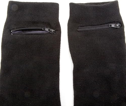 Miniatura 3 de Calcetines de vestir negros con bolsillo oculto con cremallera-AlgodónSpandex Se adapta a hombres Tallas 7-12 2 pares, Negro -