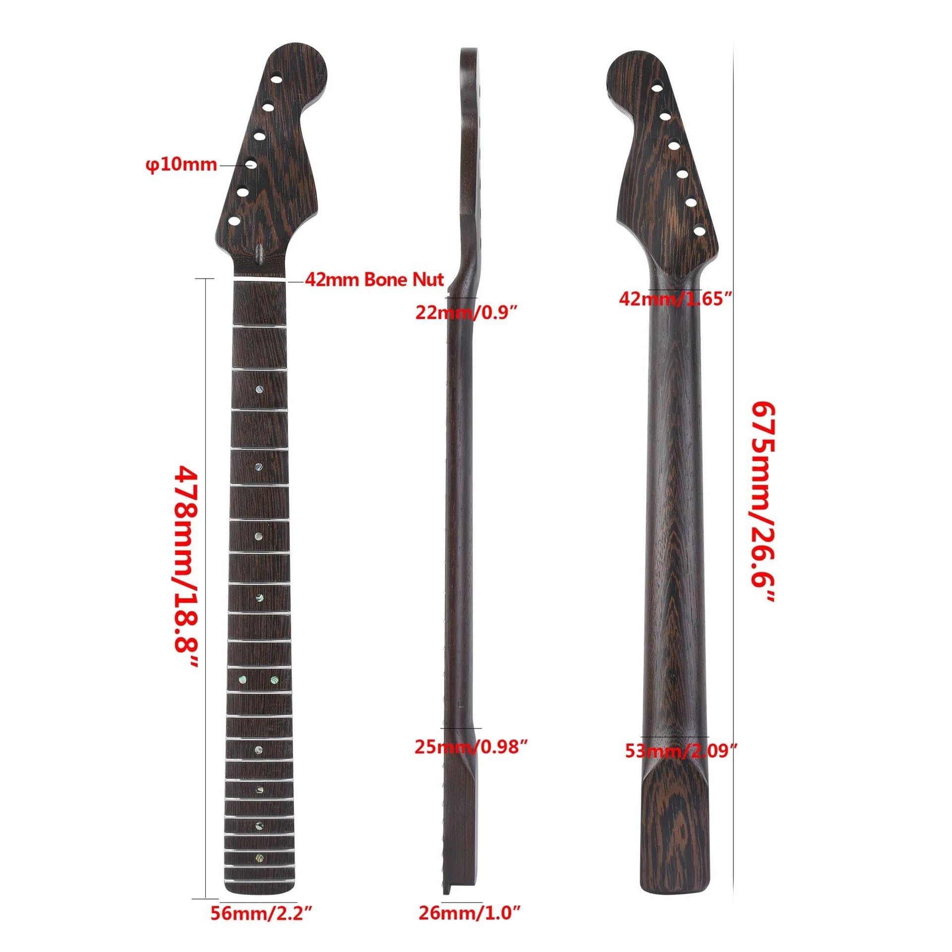 Amazon | ギターのネック ST エレキギター用ウェンジ木製ハンドル