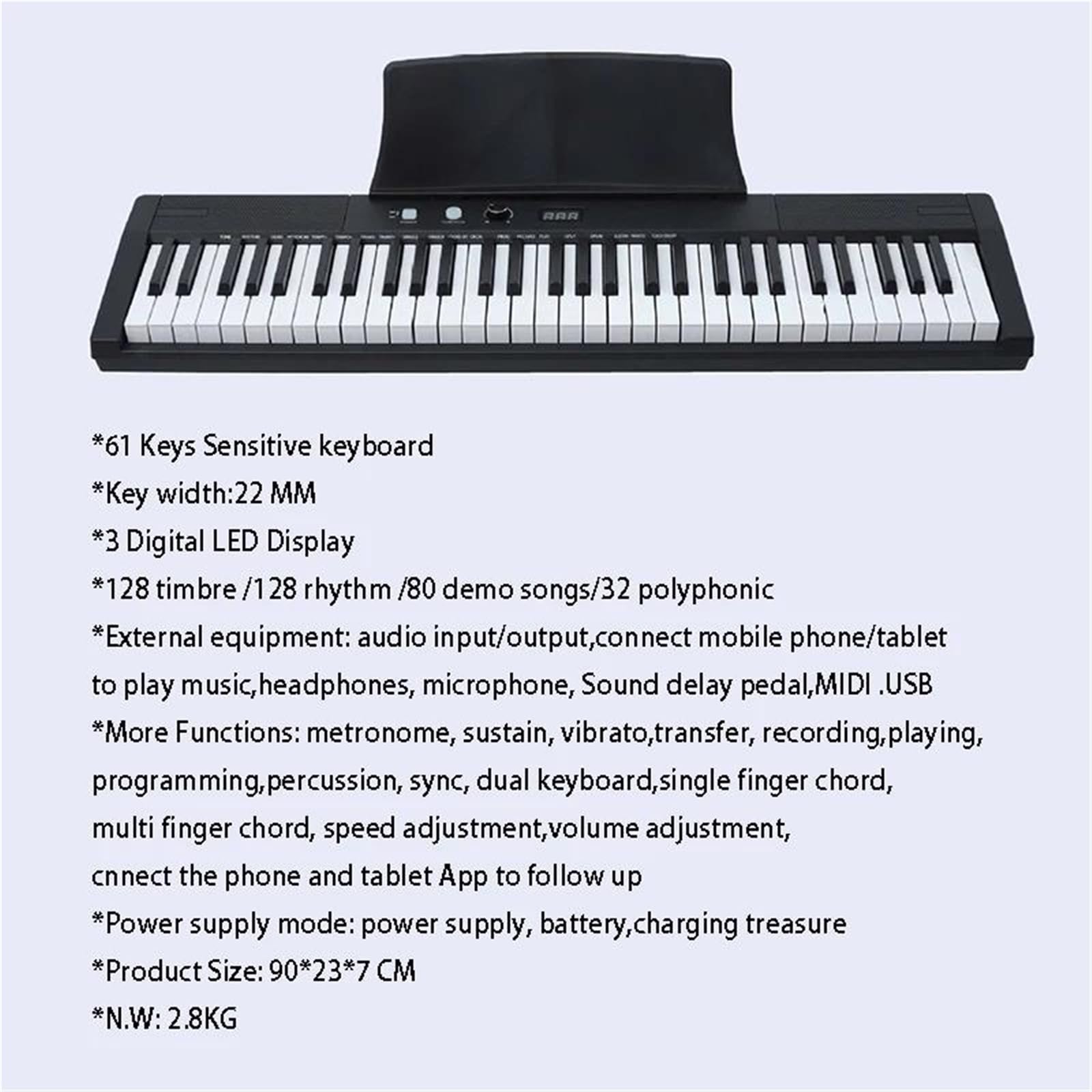 Tastiera Digitale Per Principianti Pianoforte Elettronico 61 Tasti Tastiera Musicale Portatile Pianoforte Musicale Professionale Principiante Facile Organo Elettronico