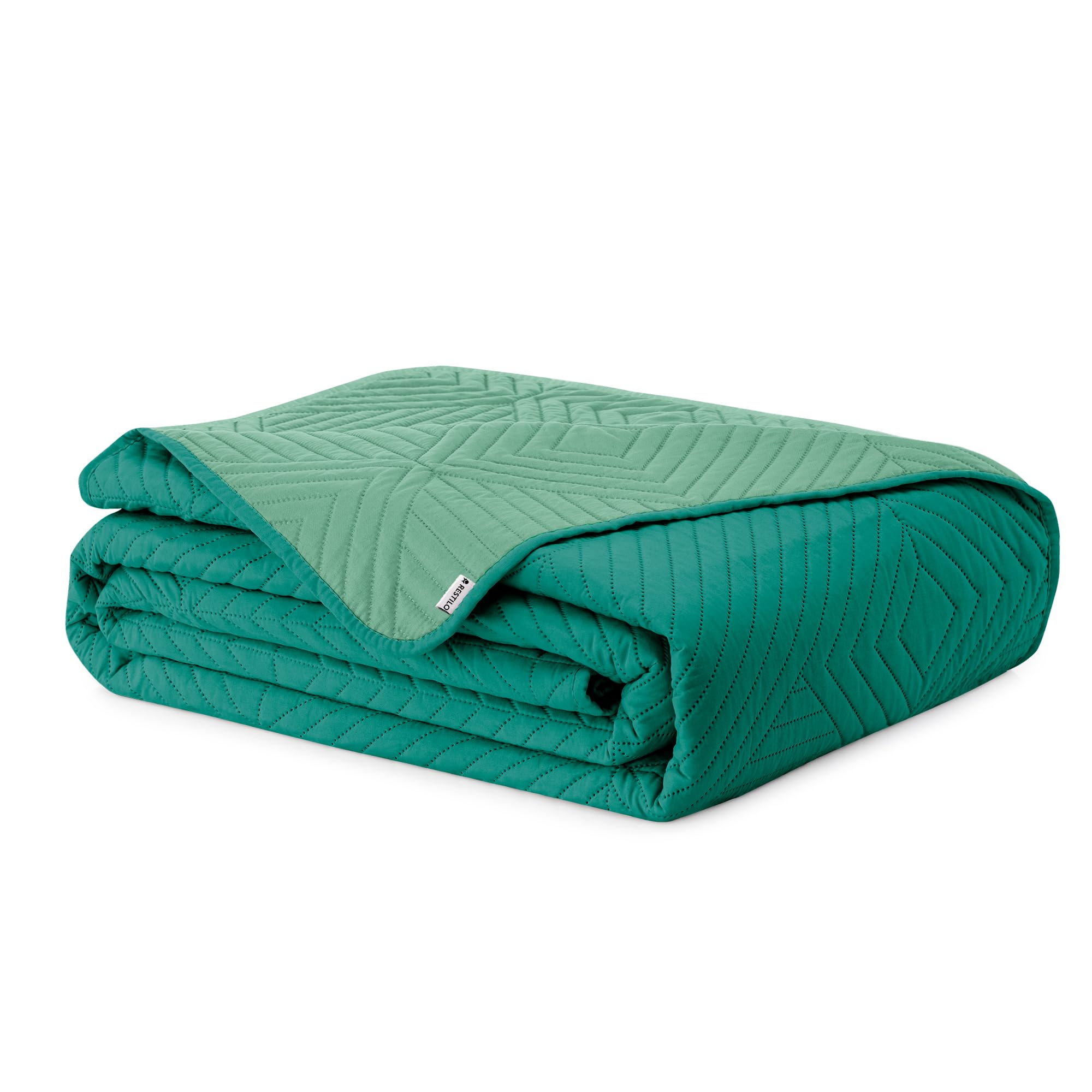 Restilo Tagesdecke hellgrün dunkelgrün 170x270 Bettüberwürf Softa – Bild 5