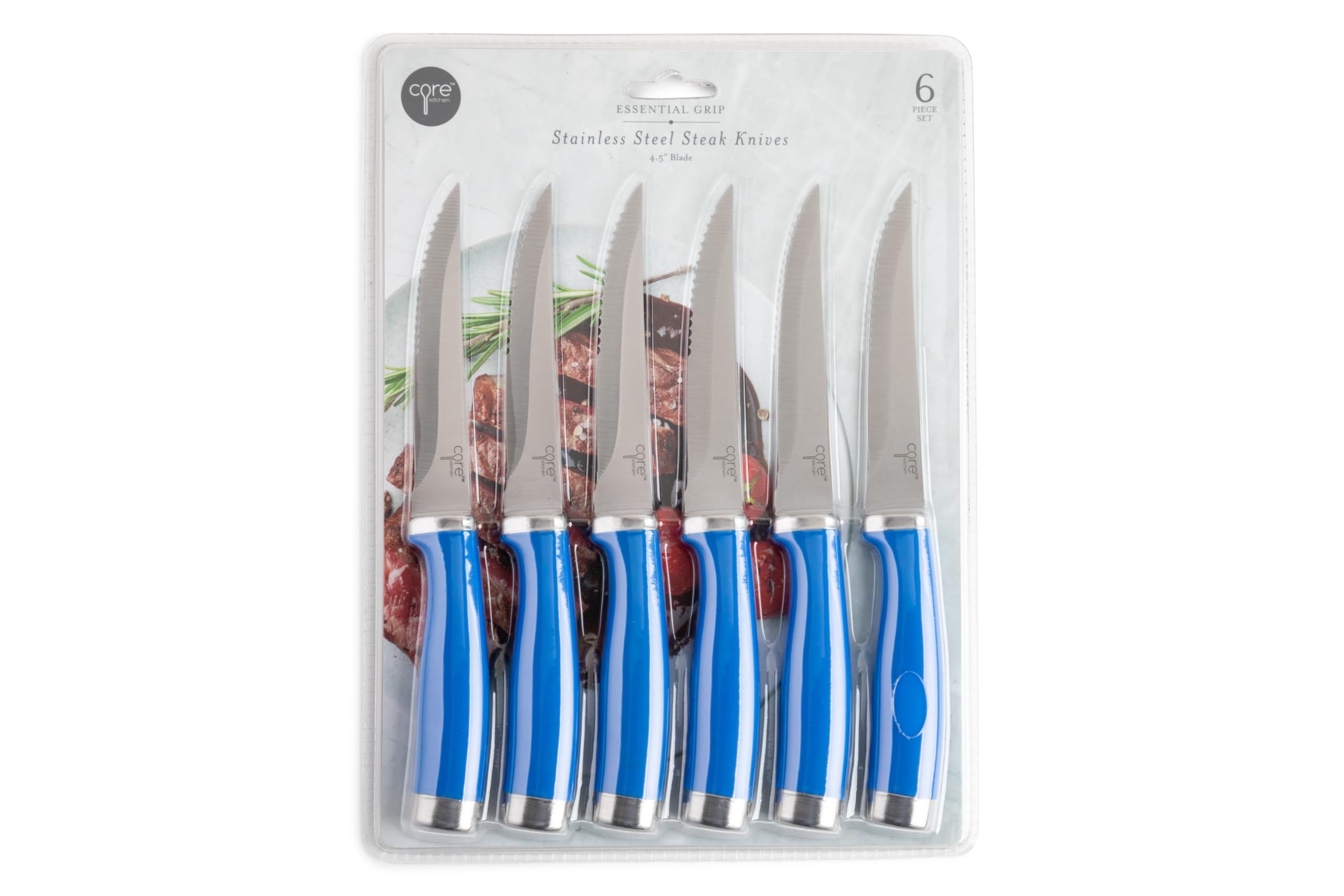 Core Kitchen Set of 6 Essential Grip Steak Knives - Zaffre