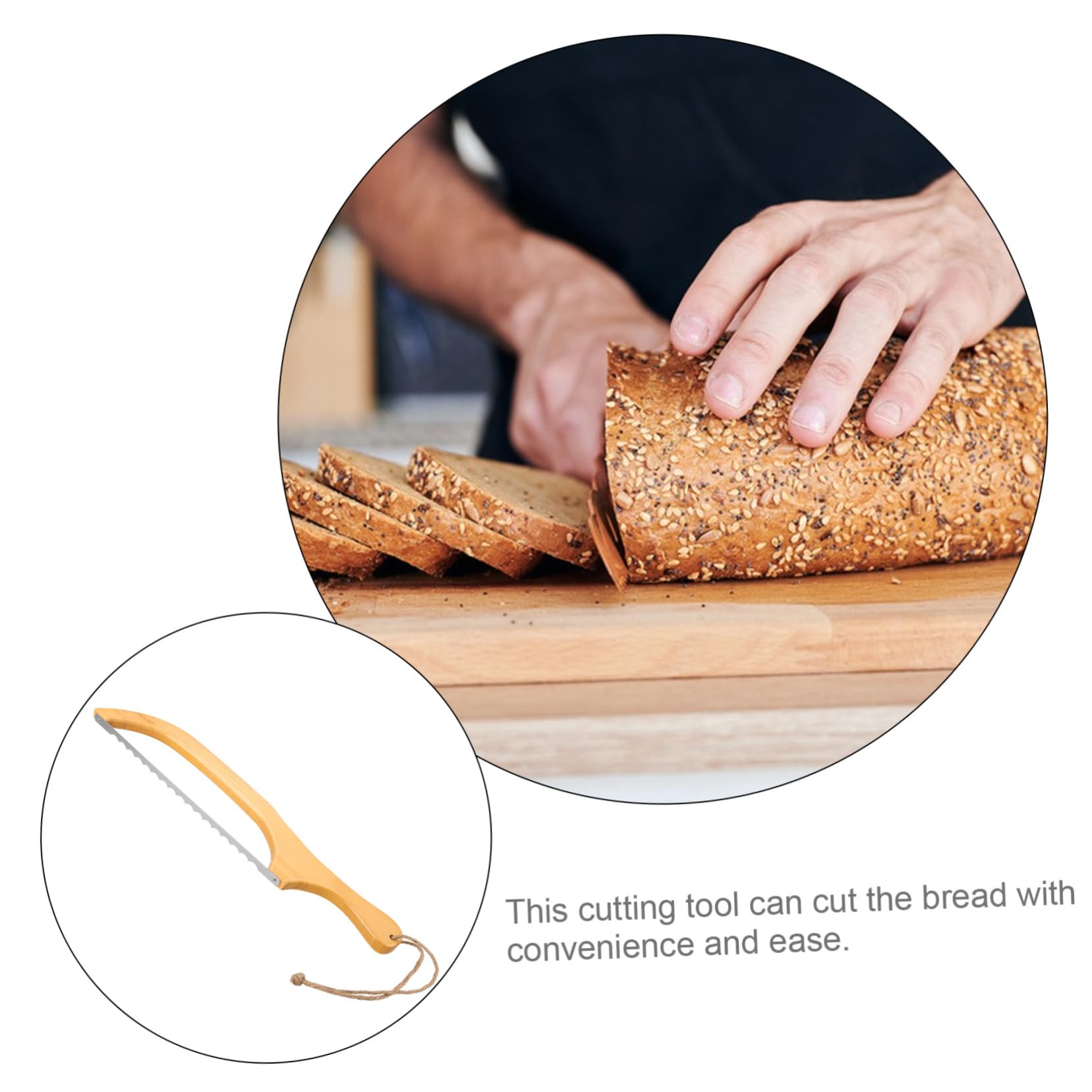 IMIKEYA 4juegos Cortadora De Pan De Acero Inoxidable y Madera Herramienta Reutilizable Para Cortar Pan y Rebanar Pasteles Para Uso Cocina y Repostería