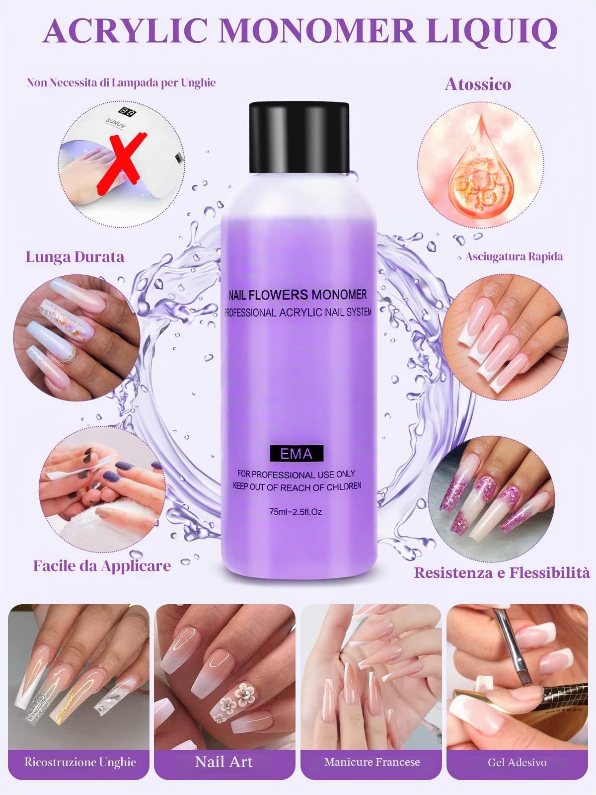Yokilly Acrilico Per Unghie Kit,Polvere Acrilica Unghie Con Colori Rosa Bianco Trasparenti,100 Pezzi Unghie Finte Professionali In Acrilico Kit Ricostruzione Unghie(Bianco Chiaro Rosa-1)