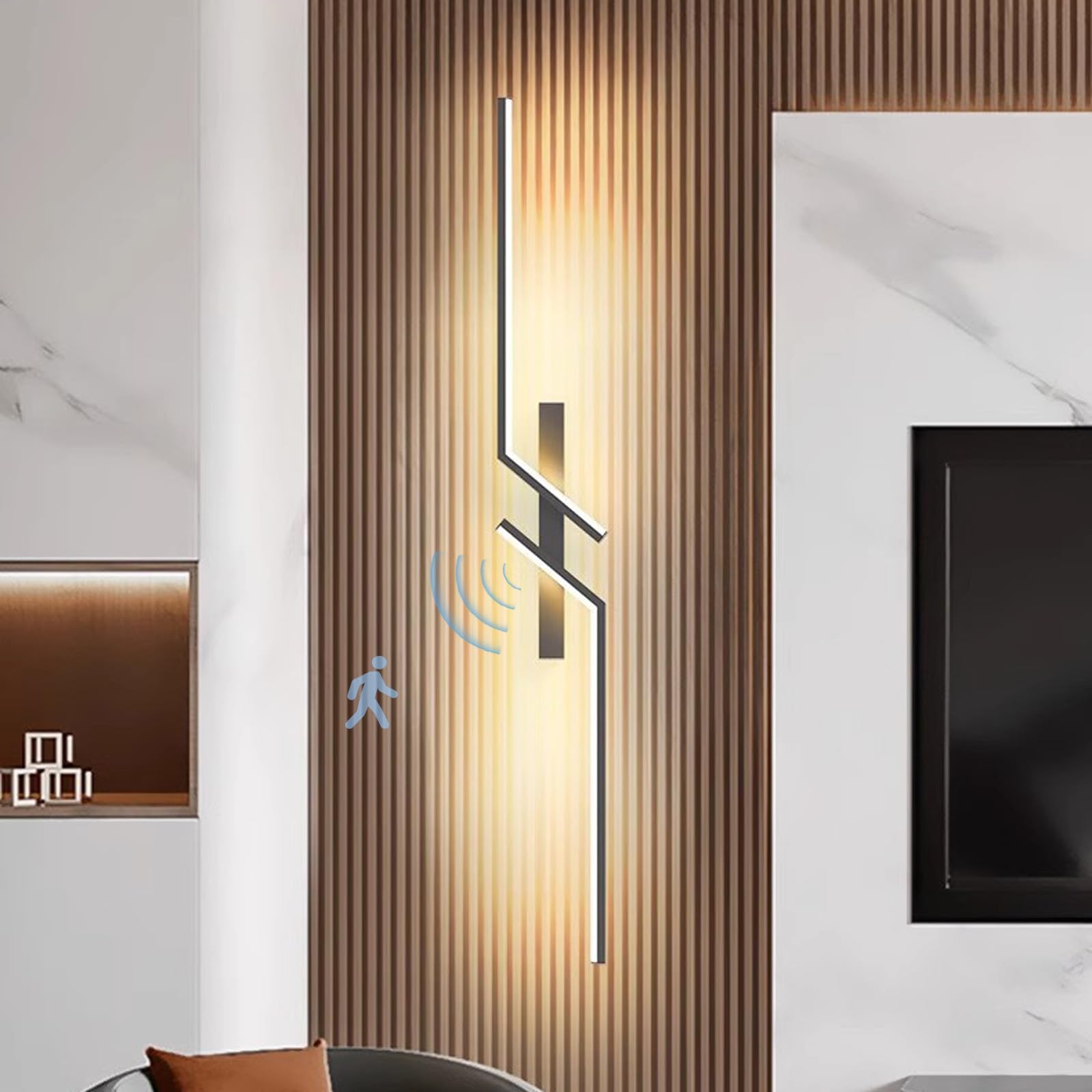 HPTHLY Wall Lamps Lights Adjustable Hardwired Glass Lampshade Bathroom Brass Sconces Wall Decor (Black-120Cm)