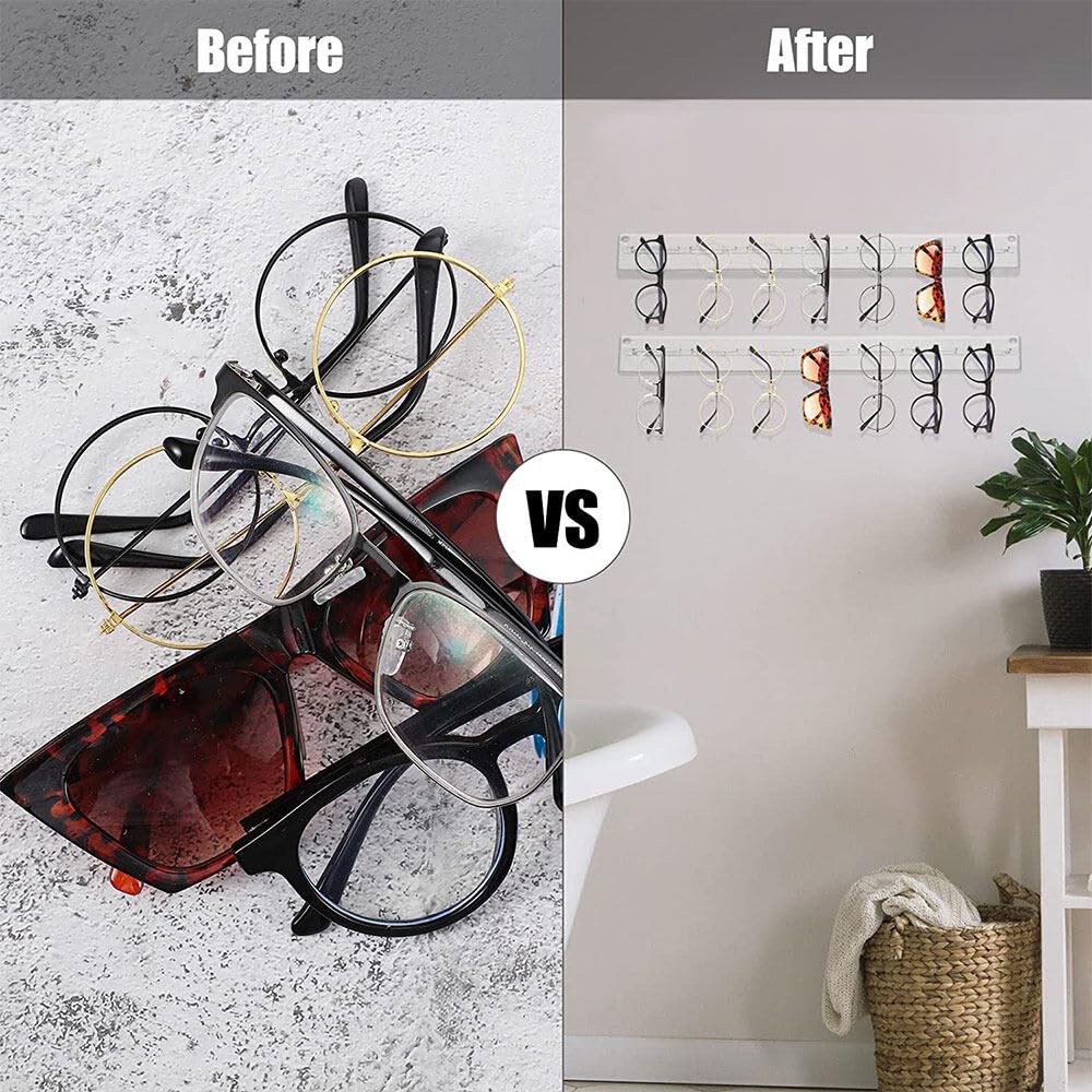 GmeDhc Pack of 2 Glasses Storage Wall, Glasses Storage 7 Glasses, Glasses Stand, Sunglasses Organiser, Acrylic, for Hanging Glasses - Image 3