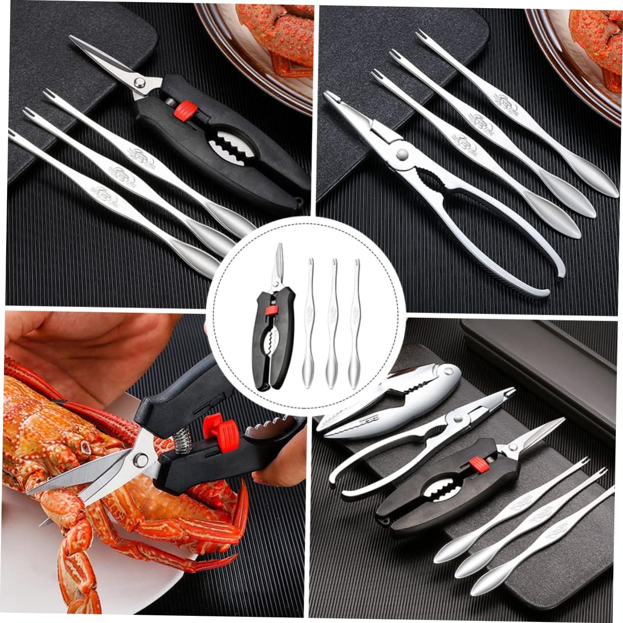 1 Set Seafood Tool Crab Leg Crackers with Labor Saving Spring Design Efficient Shell Opening Scissors for Lobster and Crab Enjoyment