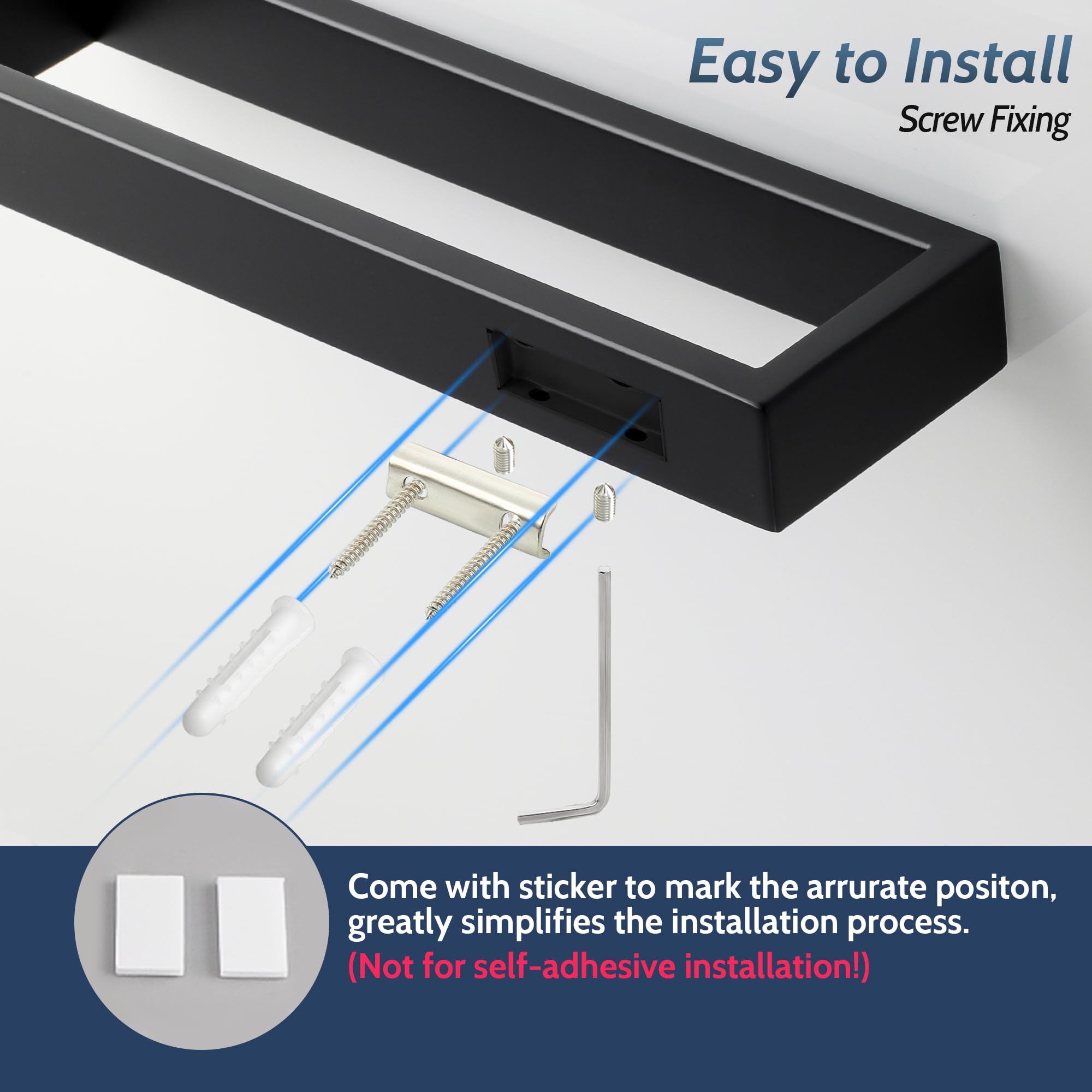 SAYAYO Toalleros de Baño, Toallero Negro Accesorios Baño Toallero Pared Colgador Trapos Cocina Acero Inoxidable Soporte Cuelga Toallas para Baño y Cocina 80CM