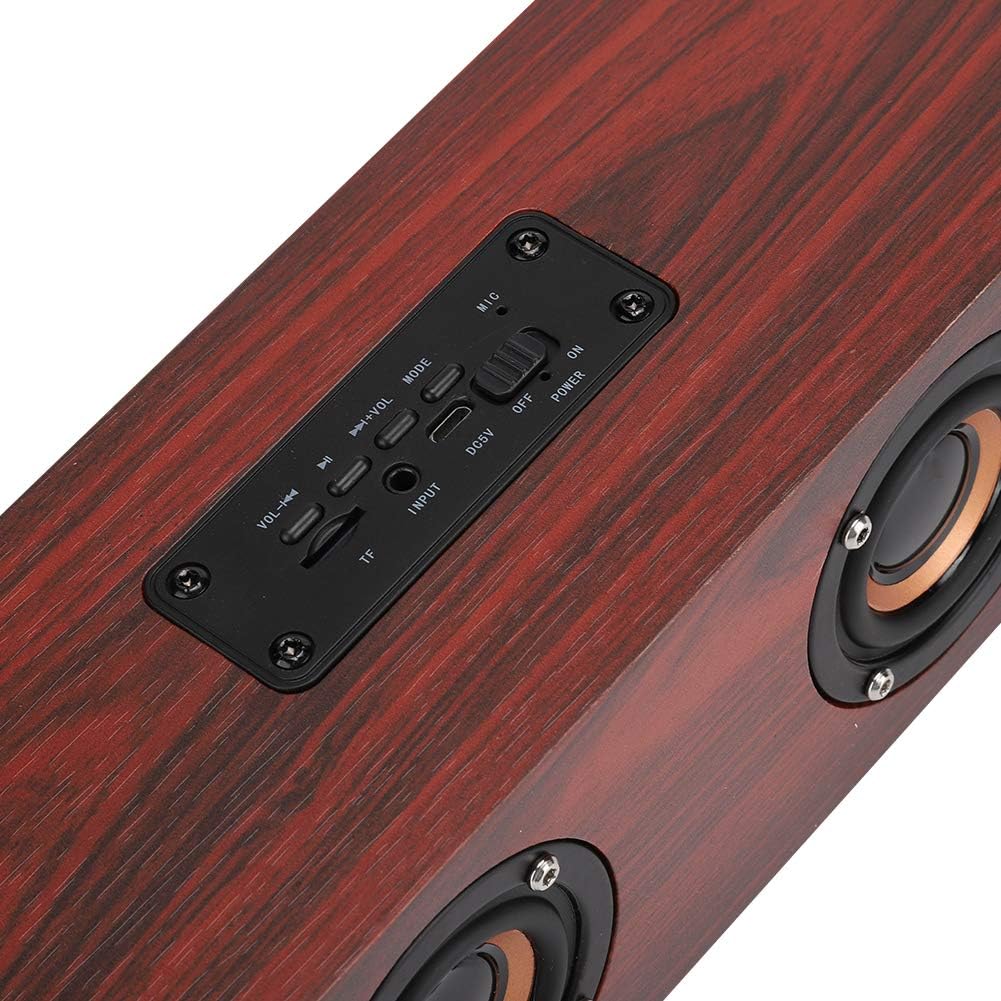 Wooden Bluetooth Speaker, 12W TV Computer Speaker Sound with 4 Bass Subwoofer Support Bluetooth, AUX, TF Card, FM(#1) - Image 8