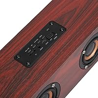 Vista 8 de Altavoz Bluetooth de madera, sonido de altavoz de computadora de TV de 12 W con soporte de subwoofer de 4 graves Bluetooth, AUX, tarjeta TF, FM (# 1)