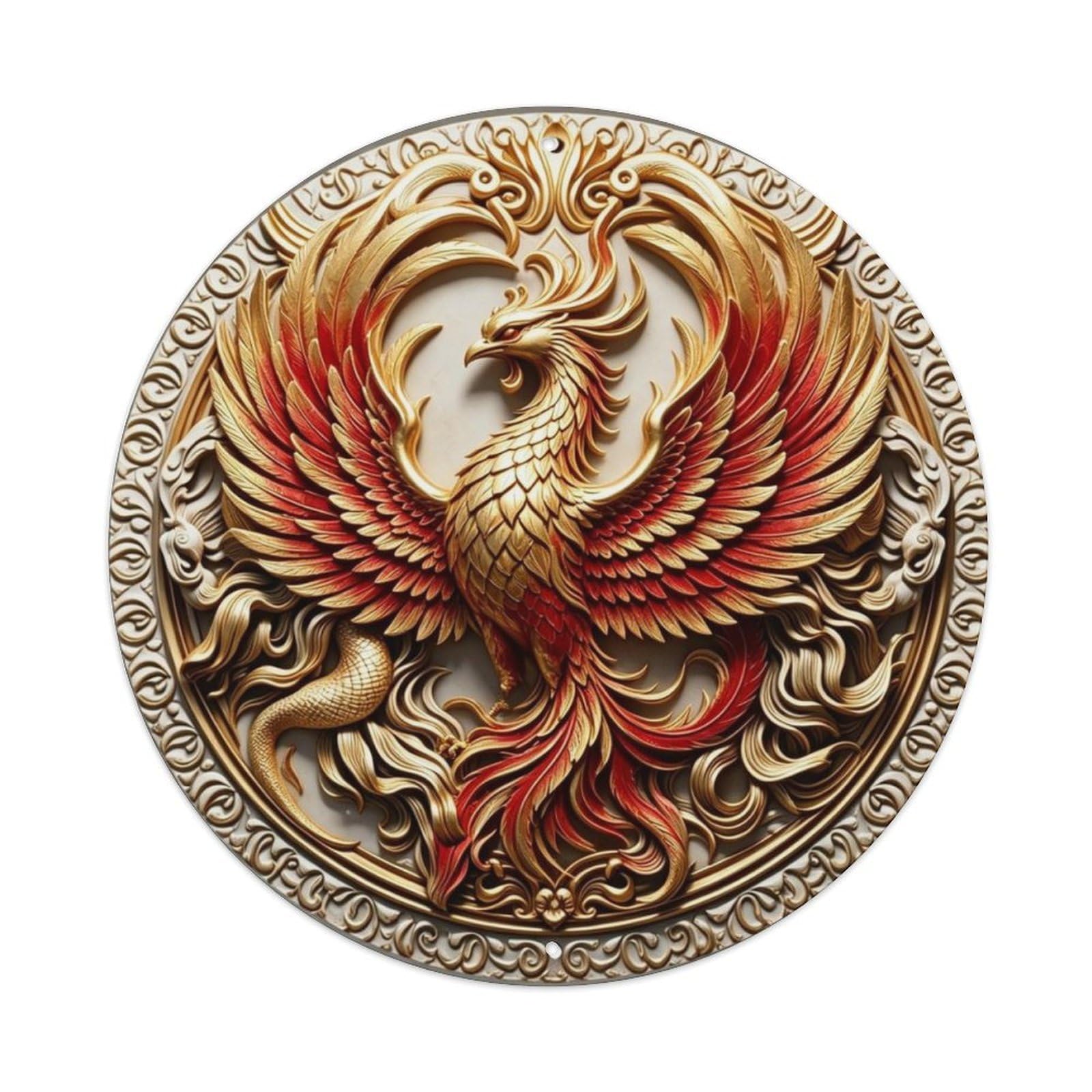 Rising Phoenix 3D Embossed Metal Tin Sign Plaque