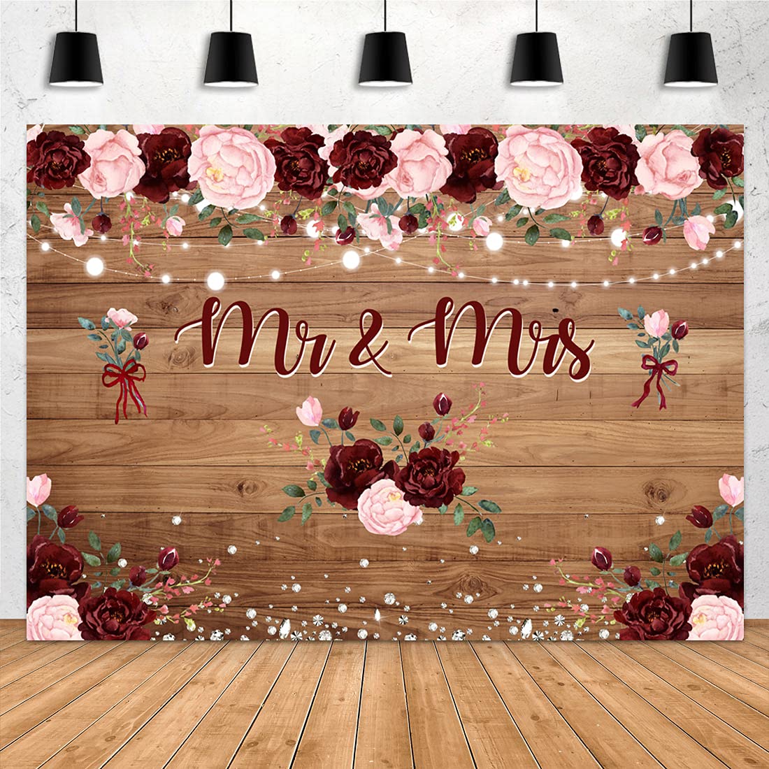 Aperturee 7x5ft Mr & Mrs Bridal Shower Backdrop 
