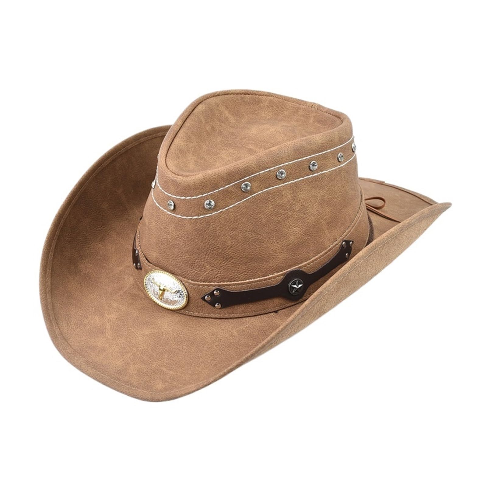 Cappello Cowboy Cowboy Hat Bull Shaped Decor Panama Hats for Men Travel Knight Country Sombrero Hombre