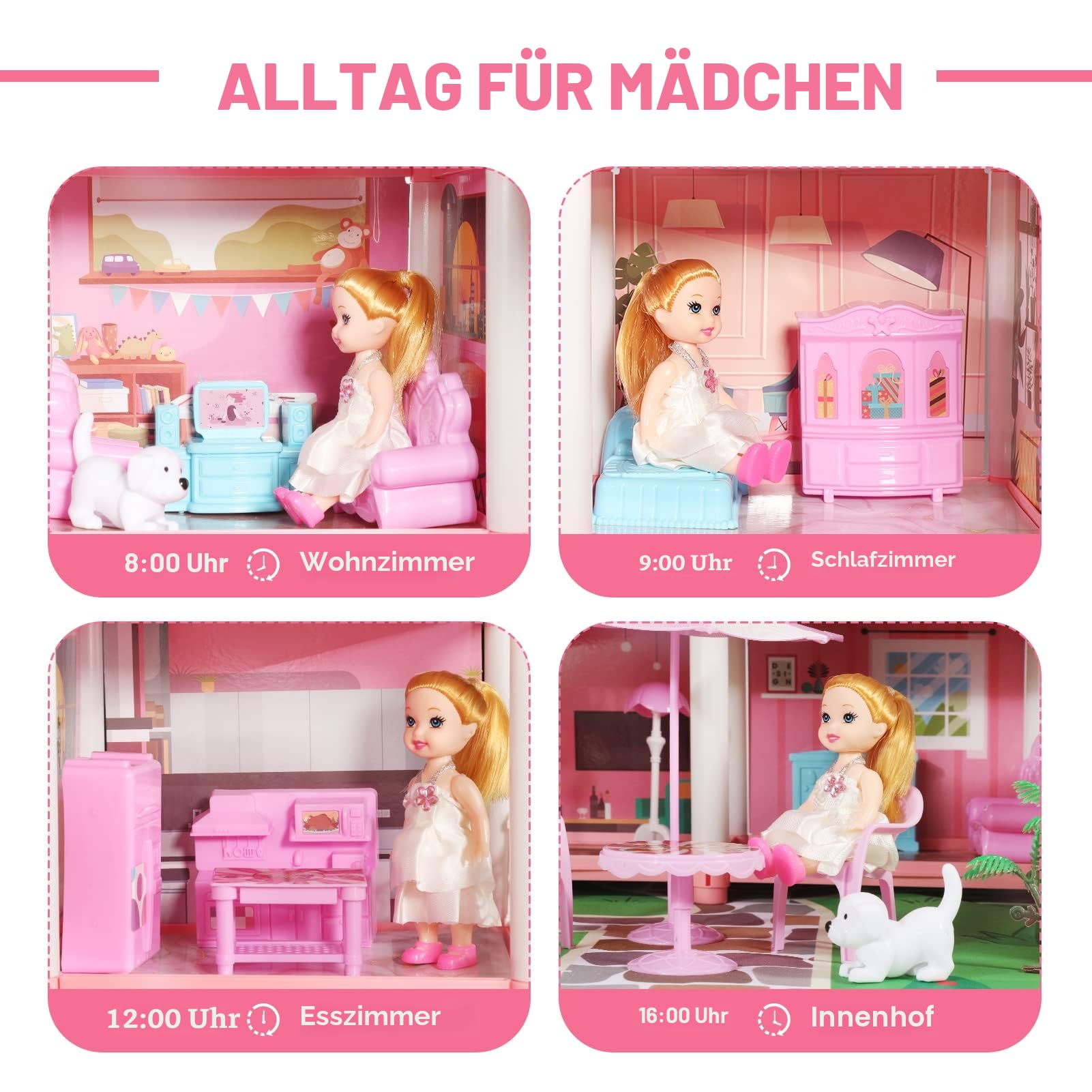 Puppenhaus Traumhaus für Mädchen,Spielzeuge ab 6 Jahren Mädchen,Spielhaus Geschenk Lernspielzeug für Jungen Mädchen…