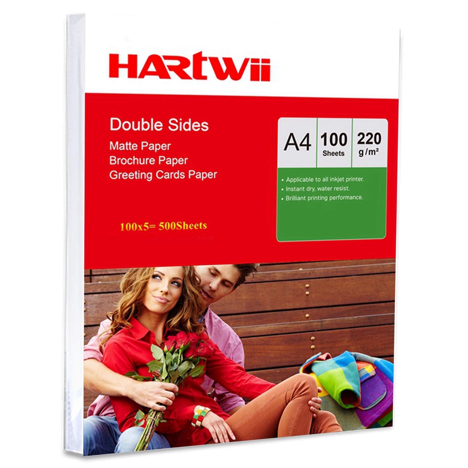 Papier fotograficzny A4 220 g/m2 dwustronny nadruk matowy matowy wysoki połysk - 500 arkuszy papier atramentowy dwustronny nadruk super biały Hartwii