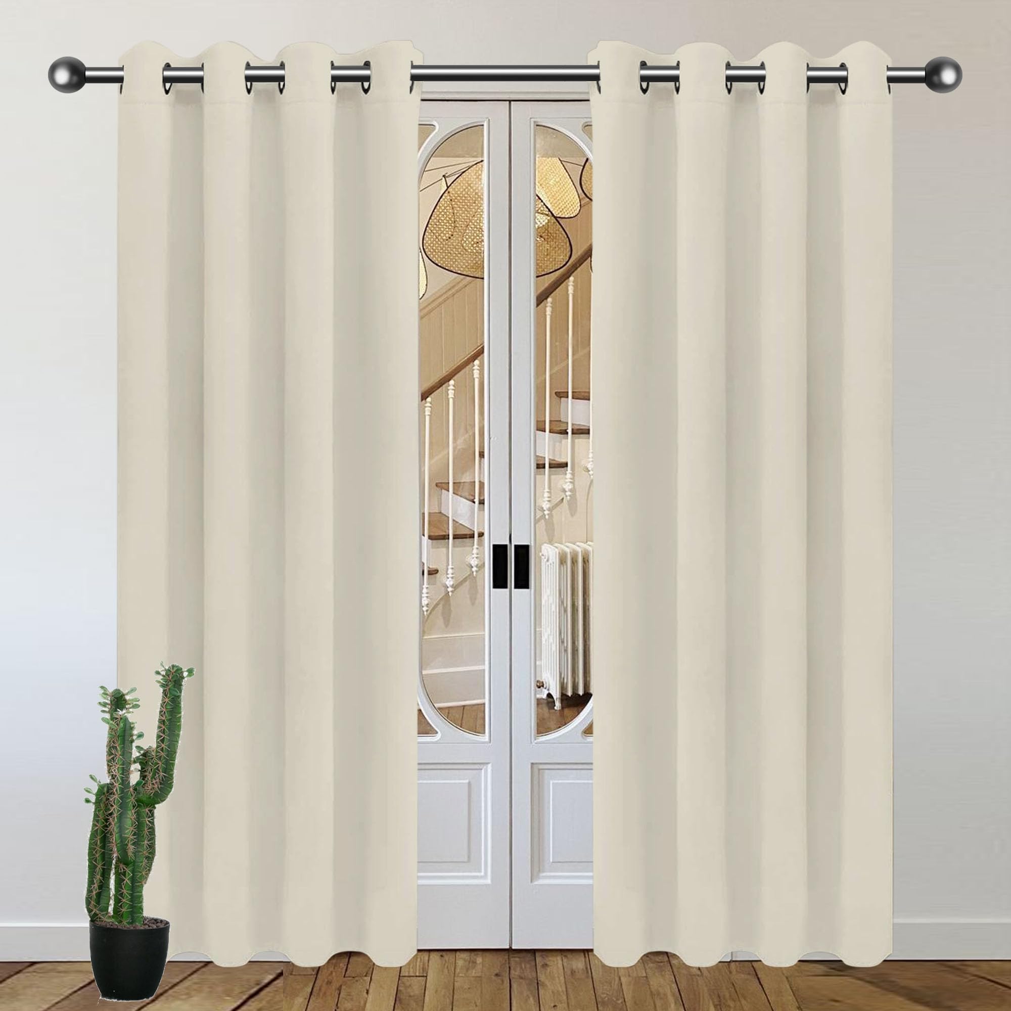 Rideaux isolant thermique beige 184x222 à oeillets pour salon
