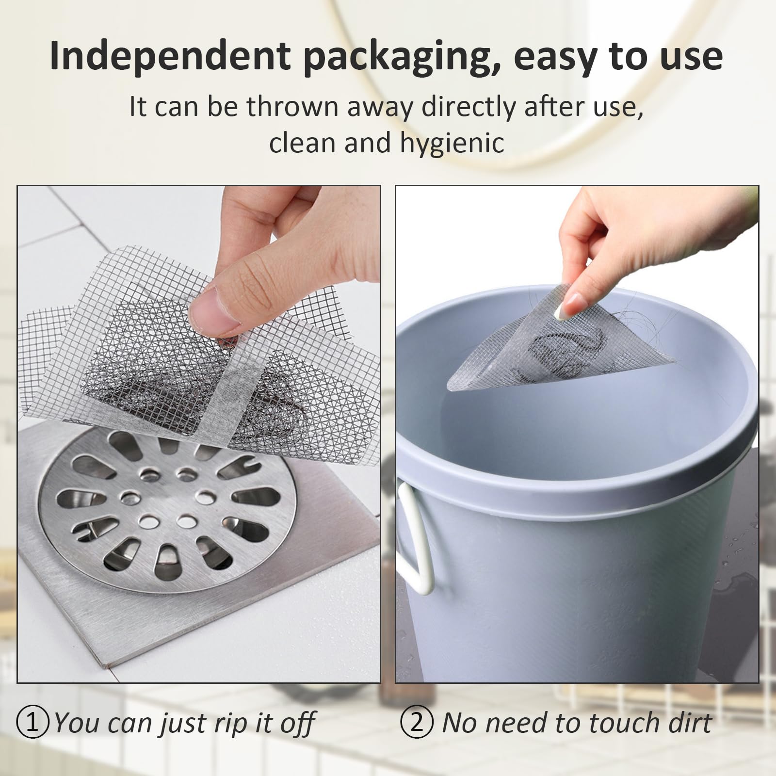 60 Filtri Doccia Per Capelli - Retine Adesive Per Scarico Pavimento, Anti Intasamento Per Bagno E Cucina - Foto 8