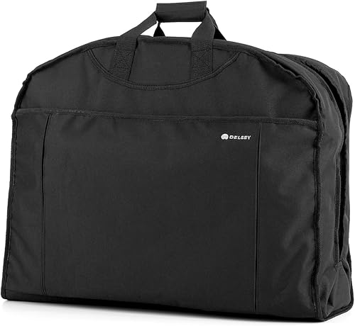 Delsey Luggage Helium - Funda ligera de longitud media para ropa, 45 pulgadas, Negro, Bolsas de ropa ligeras para colgar y viajar