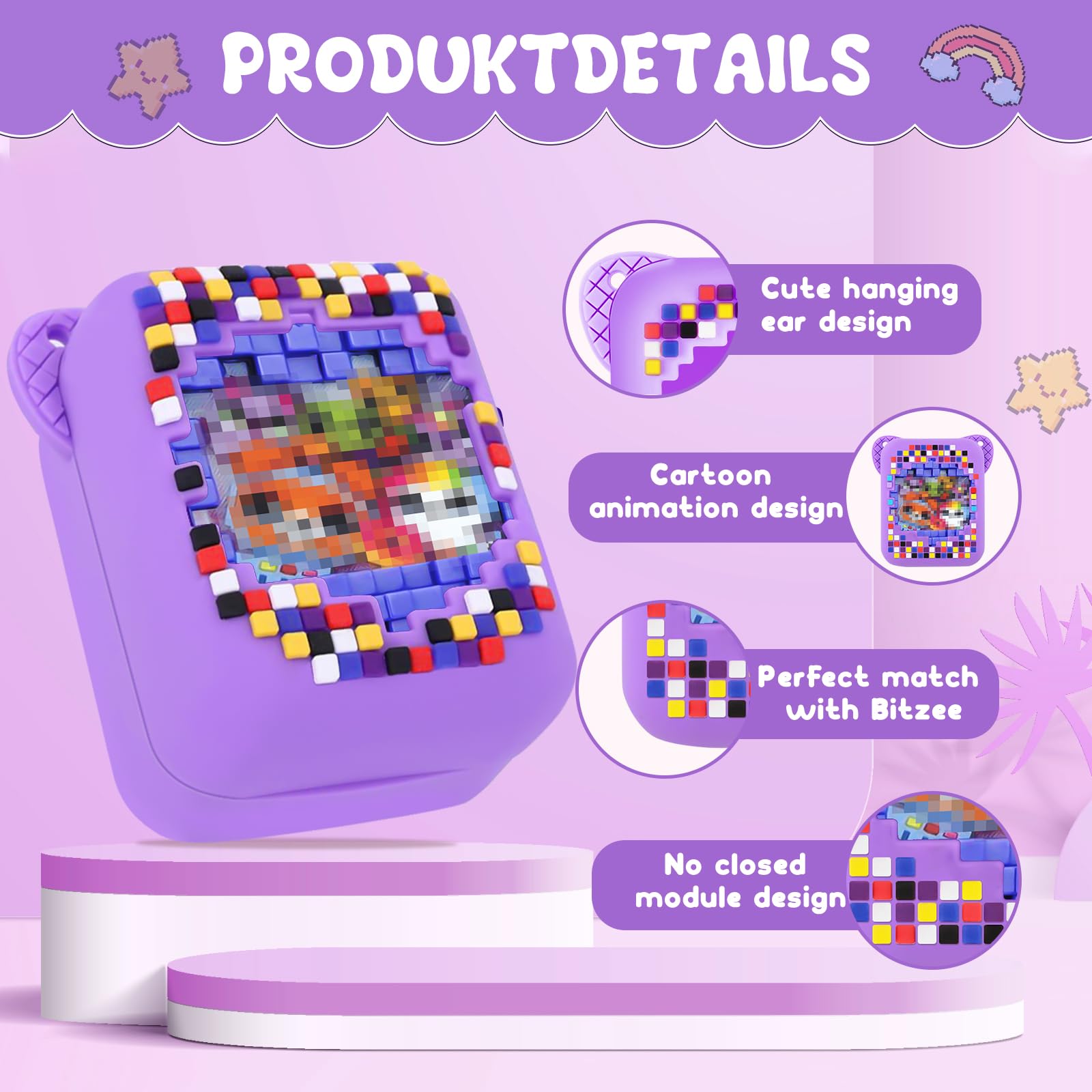 Qoosea Étui en Silicone Bitzee Pochette Bitzee Coque pour Bitzee Étui en Silicone Lavable et étanche pour Bitzee (Pourpre