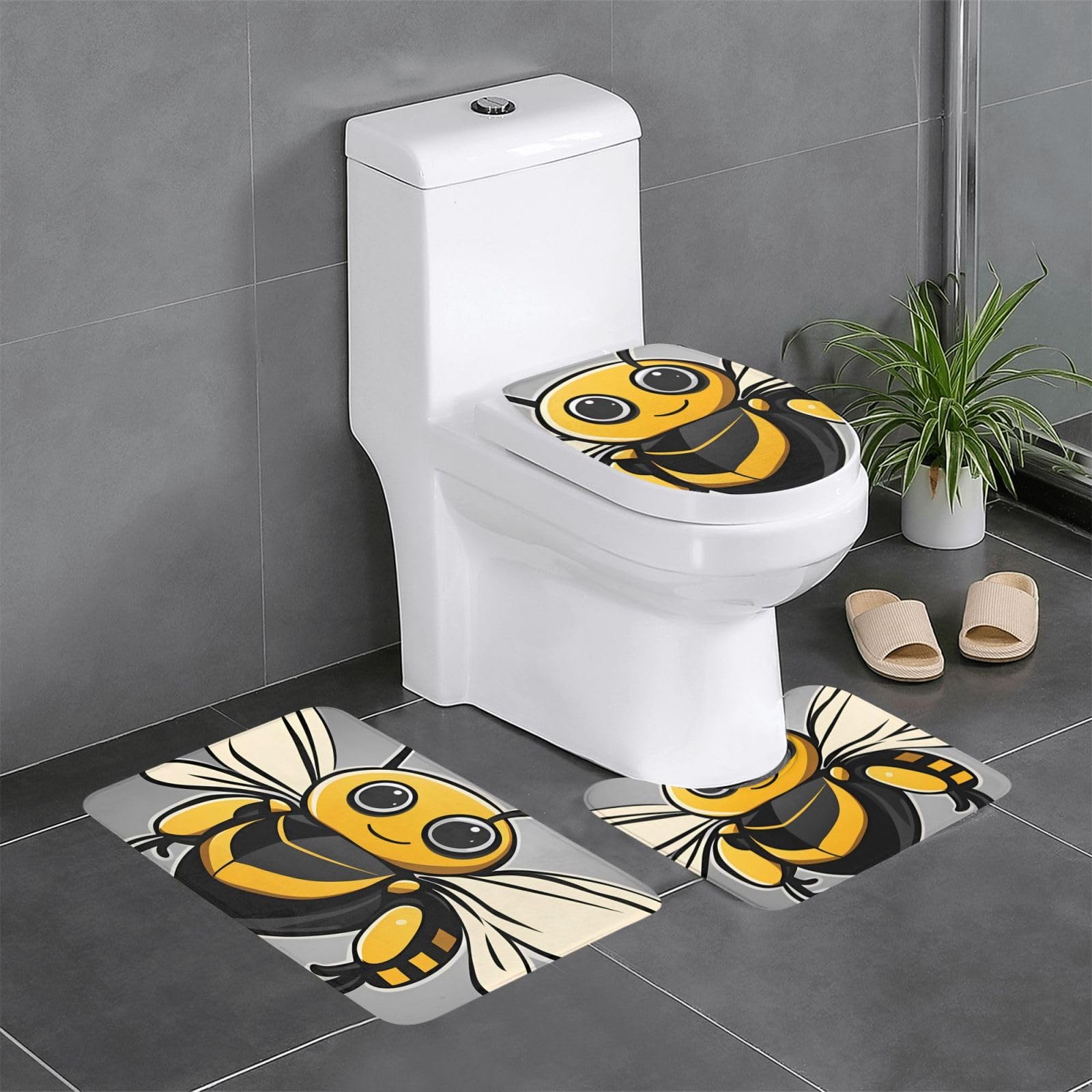 Tapis de salle de bain antidérapants à motif abeille pour sécuriser vos sols
