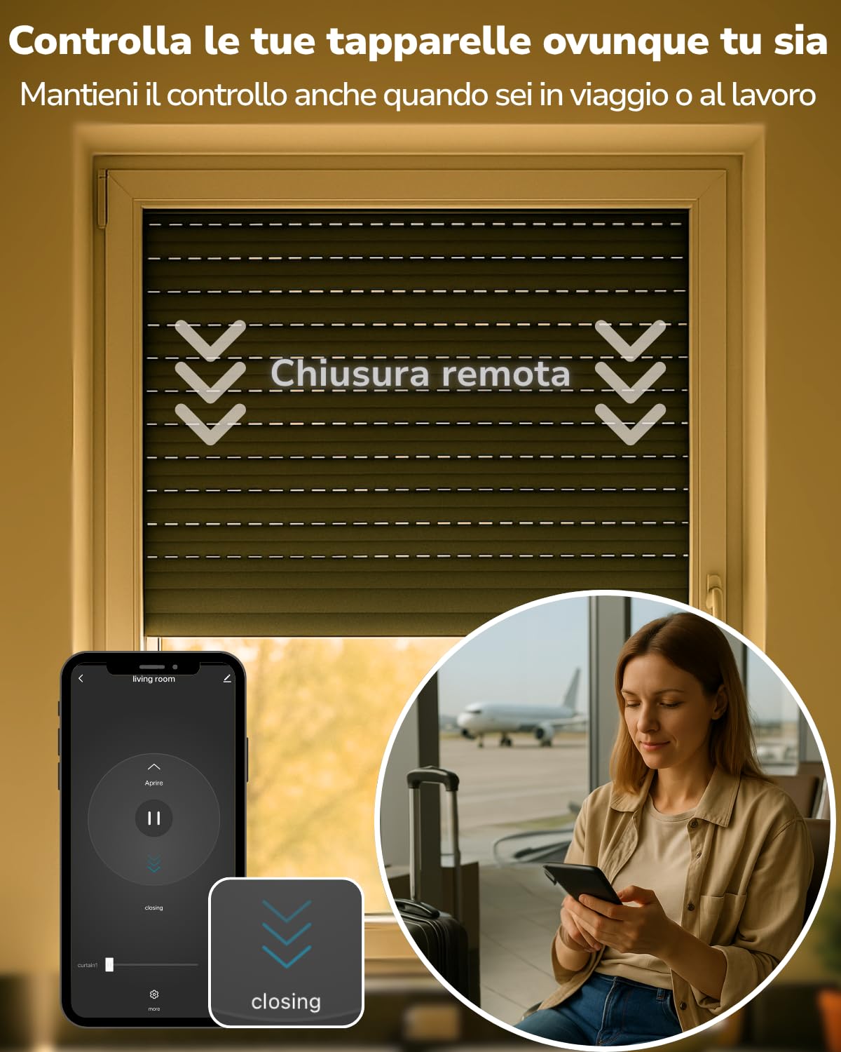 LoraTap Interruttore Tapparelle WiFi 2 Pezzi: Apertura 0–100% con App | Apertura precisa senza arresto manuale – Timer – Controllo vocale – Senza hub – Interruttore mantenuto – AC 4 fili 300W