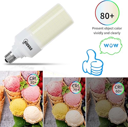 Miniatura 4 de Paquete de 2 bombillas LED de maíz de 80 W, equivalente a 800 W, luz diurna de 5000 K, 12000 lúmenes altos, súper brillantes, base E26E39, repuesto