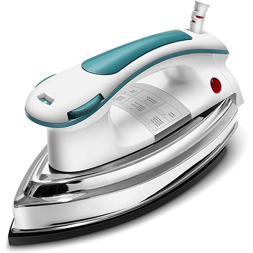 Wipro Elato GD203 1200 Watt Heavyweight Dry Iron, Quick Heat Up, Anti Bacterial German Weilburger Dual Coated Soleplate,5 Modes, Dry Iron Press,Wrinkle Free Clothes in One Shot, 2 Year Warranty,Blue