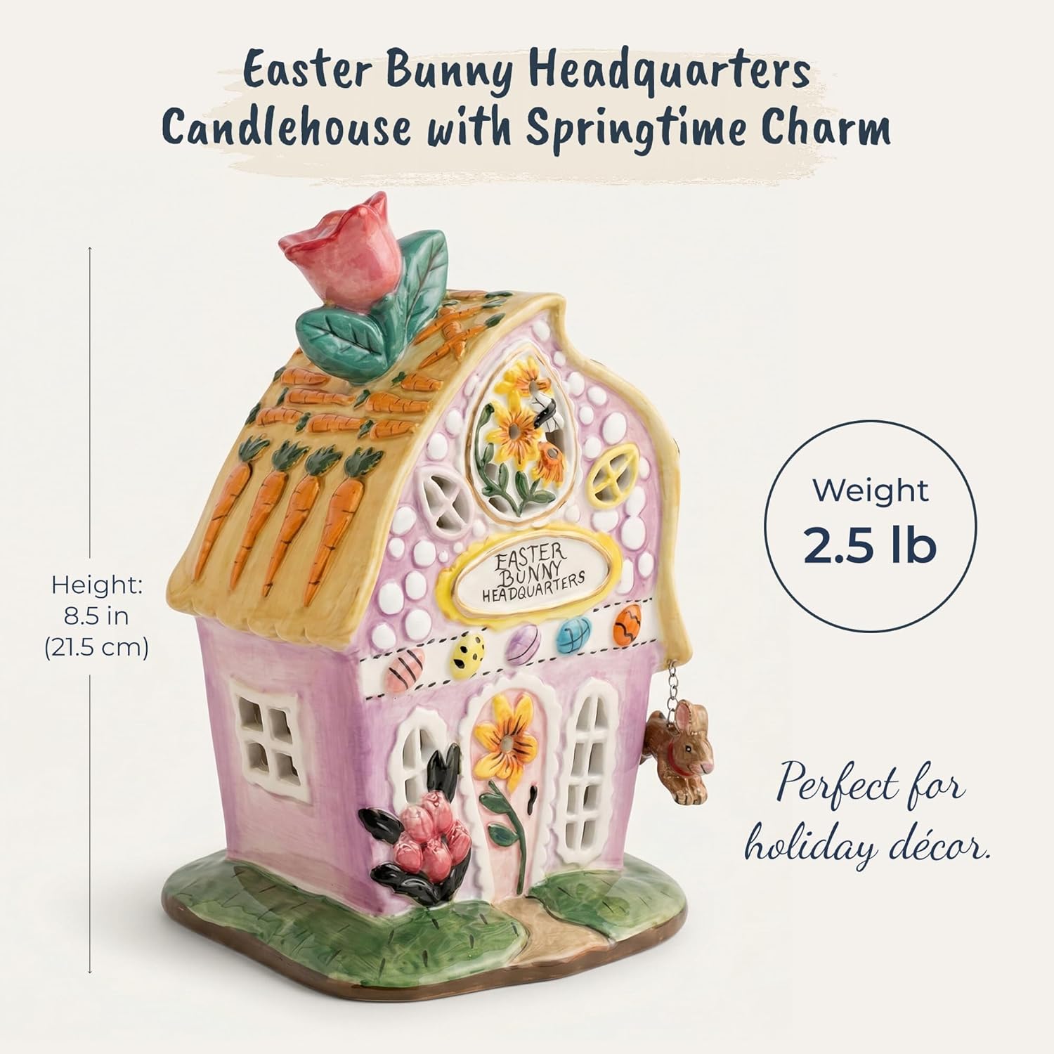 Blue Sky Clayworks Easter Bunny Headquarters Candlehouse T-Light, Pink
