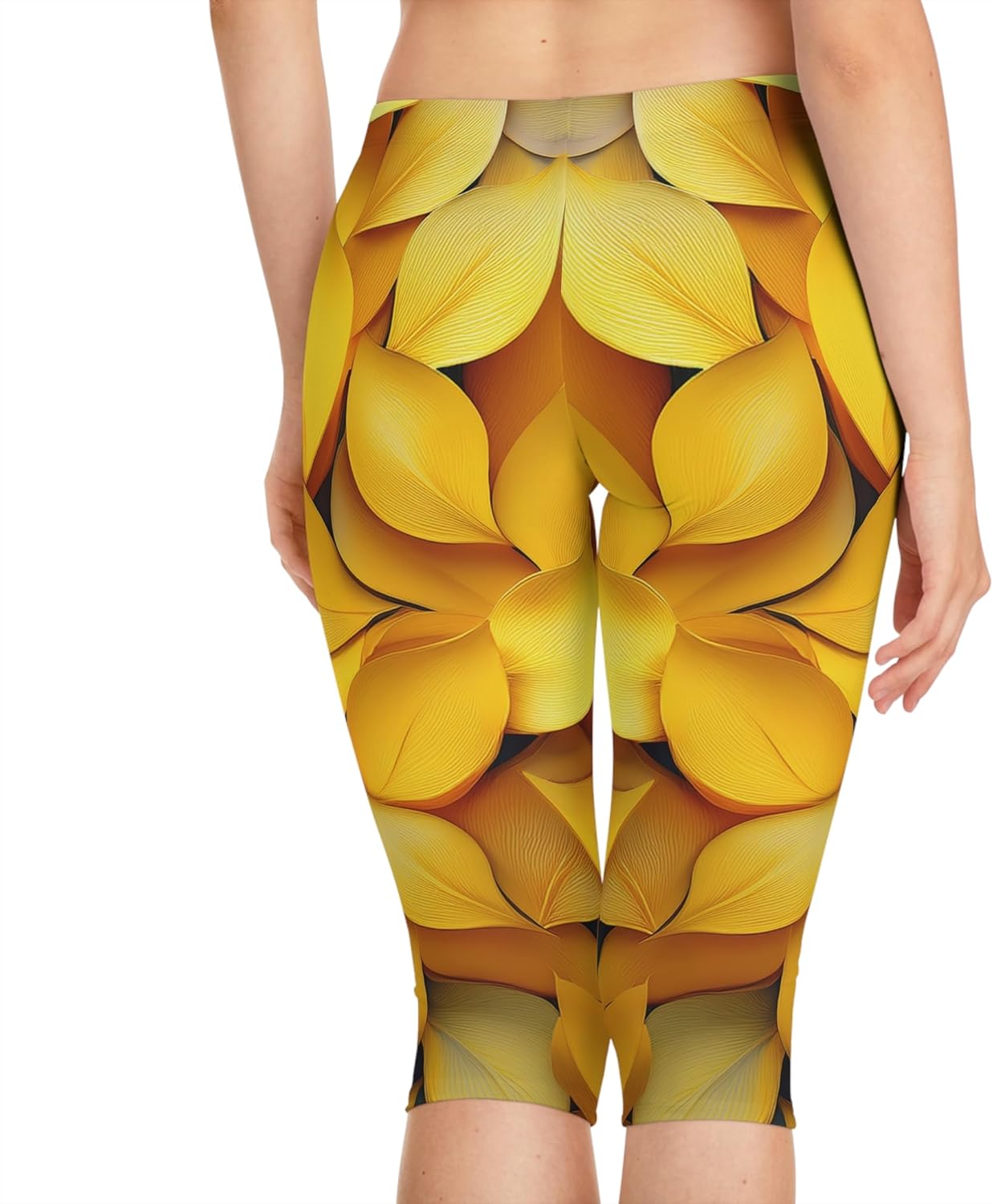 Bold Patterned Capri Leggings, Stretchy Workout Pants, Cropped Activewear, Fitness Apparel, Gift for Her