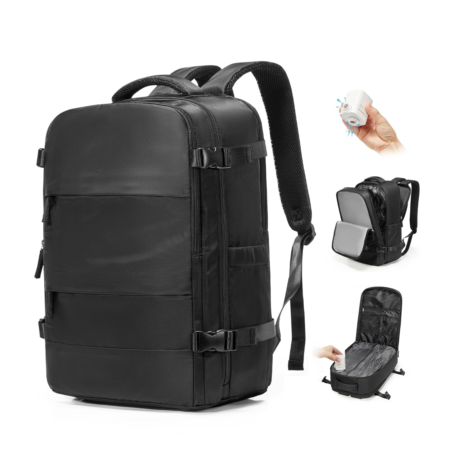 SZSYCN Zaino da Viaggio con Sottovuoto Ryanair 40x30x20 Wizzair Borse da Cabina per Ryanair 40x20x25 Bagaglio a Mano Sottovuoto con pompa,Zaino Casual per Laptop