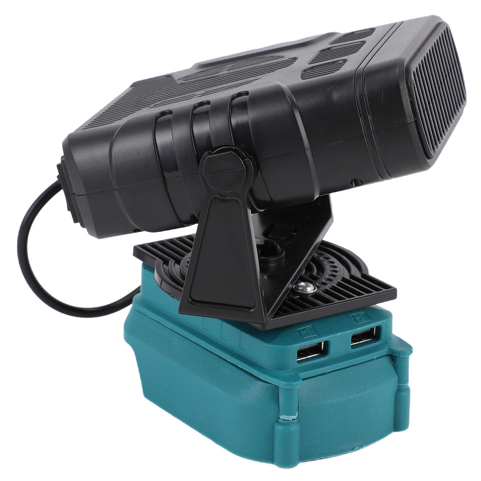 Calentador de Espacio Pequeño, 200 W, 2 Ajustes de Temperatura de Engranajes, Calentador Alimentado por Batería, 2 USB Silencioso, Desempañador de Ventana de Coche para 18 V