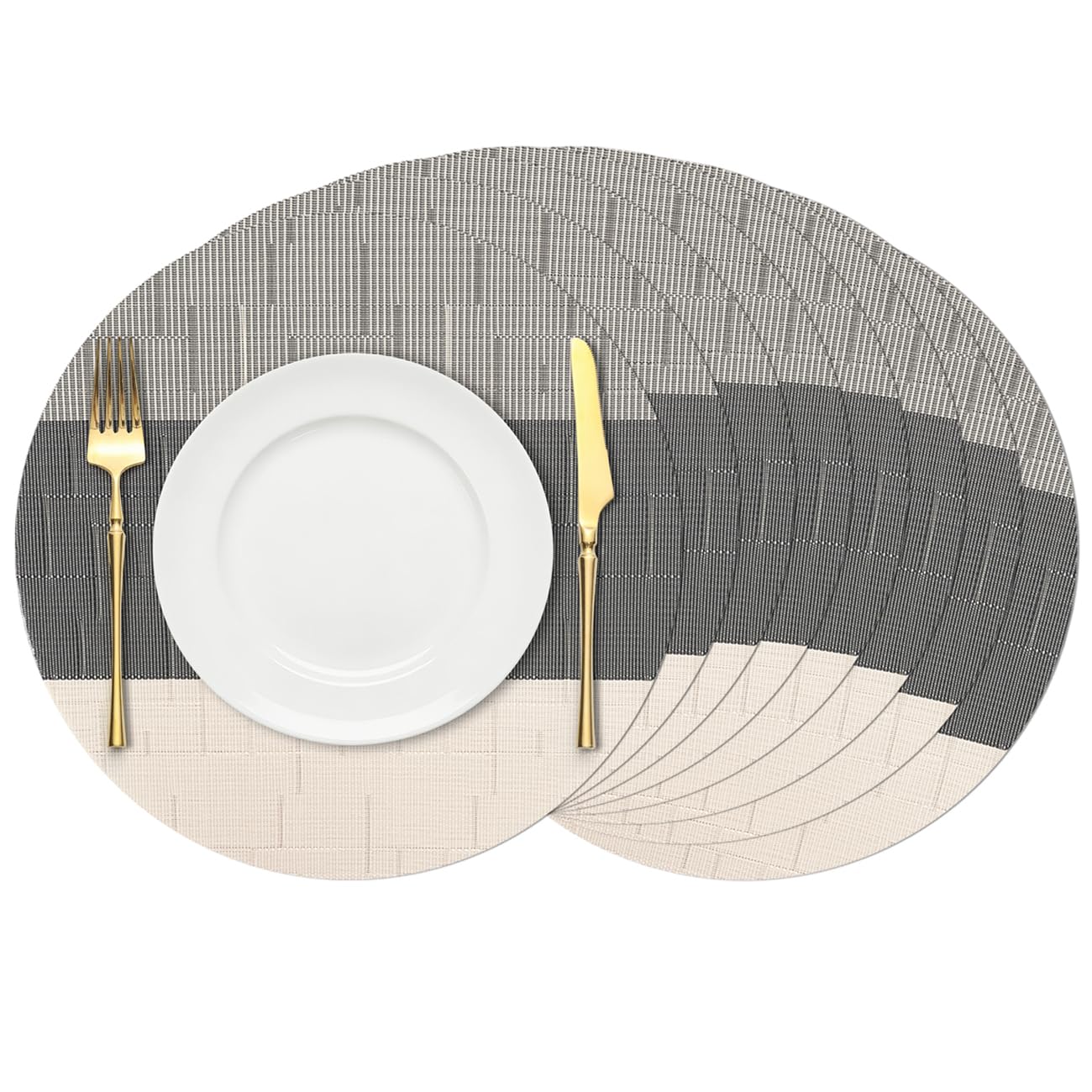 Chitomars Round Placemats Set of 8, 15 Inch Vinyl Heat Resistant Place Mats