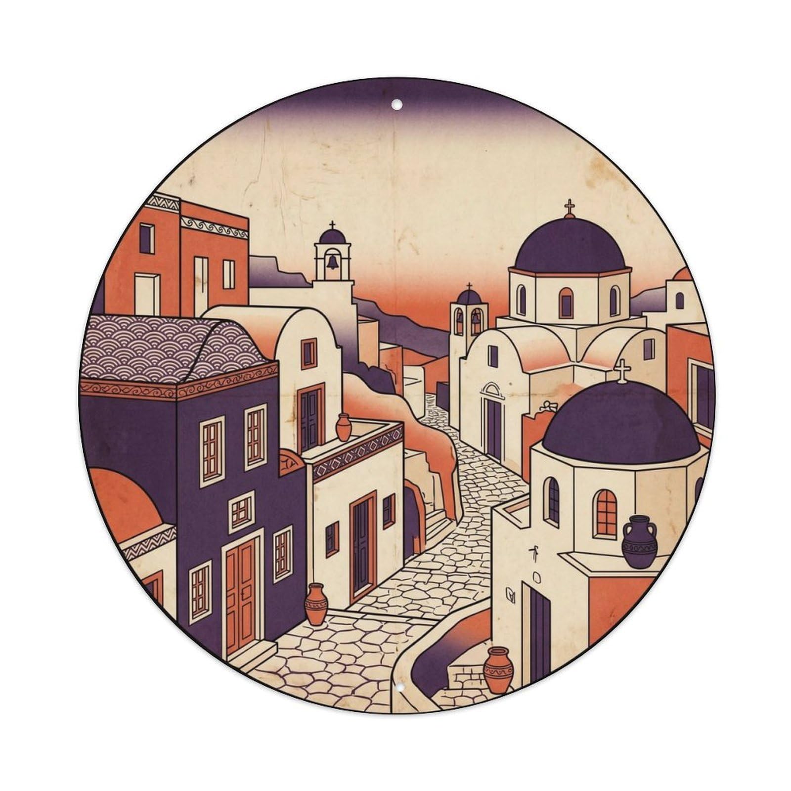 Traditional Architecture Megalochori Santorini Greece Metal Tin Sign
