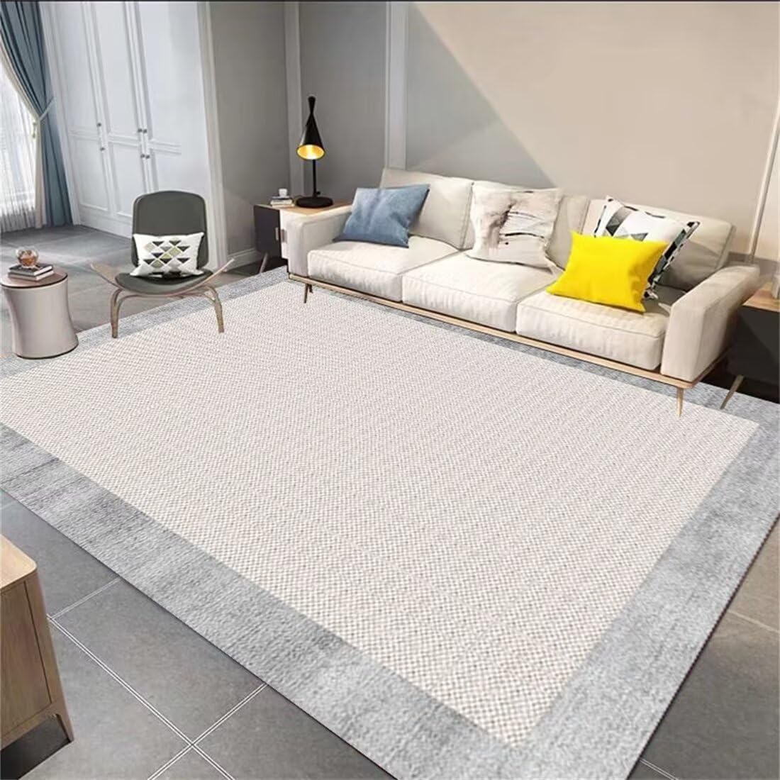 Tapis de salon gris 50x70cm moderne et durable pour canapé