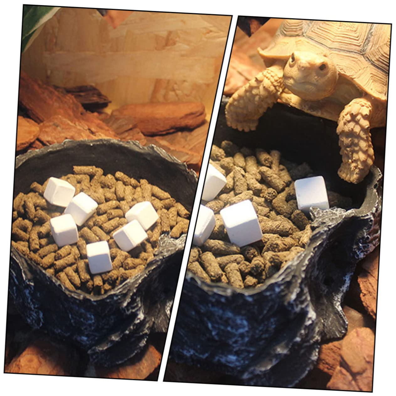 72 Stück Schildkrötenzähne Garnelen Mineralbälle Tank Spielzeug Reptisoil Hamster Kauspielzeug Beißspielzeug Quadratischer Stein Reptilien Schildkröte Tank Zubehör Weiß Kleine