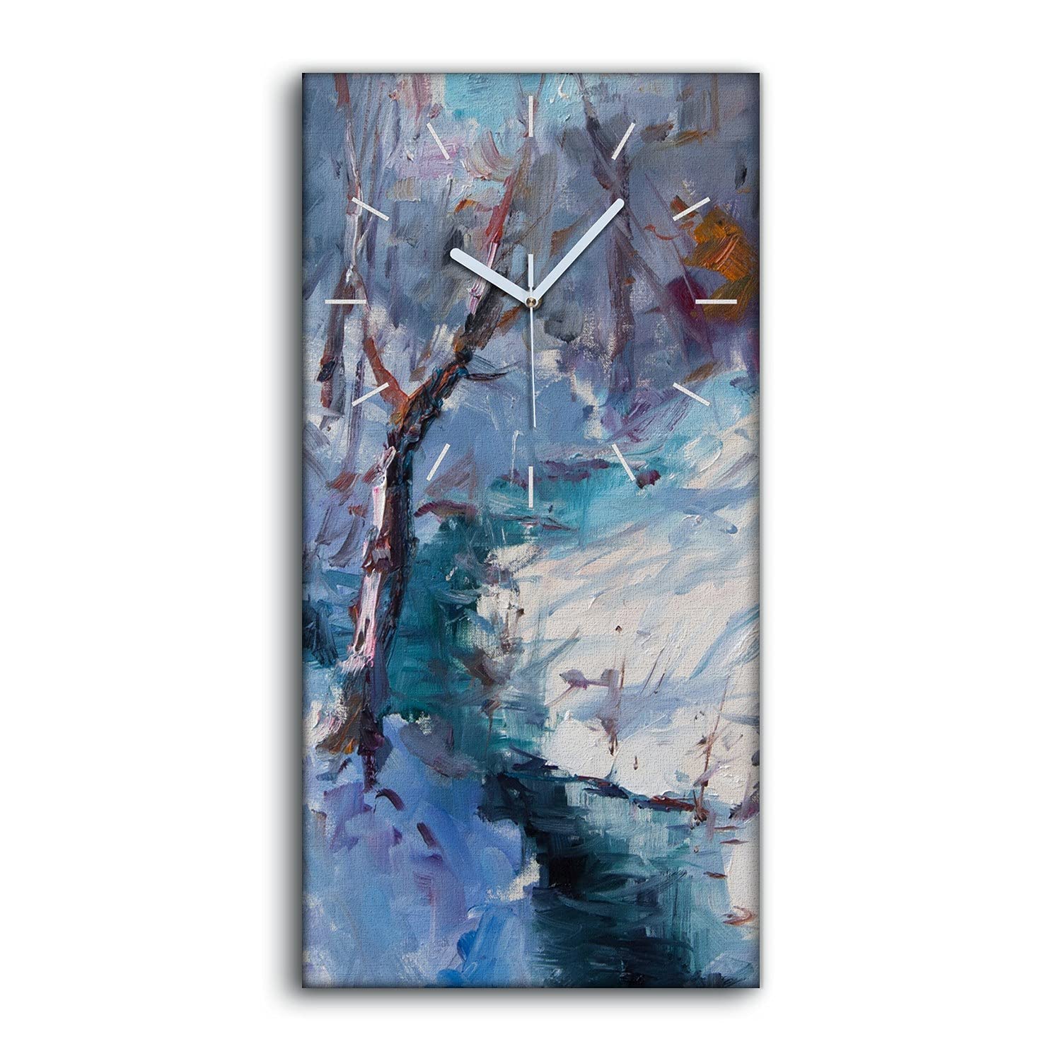 Horloge Silencieuse sans Tic-Tac pour Chambre - Toile Forêt d'hiver 30x60
