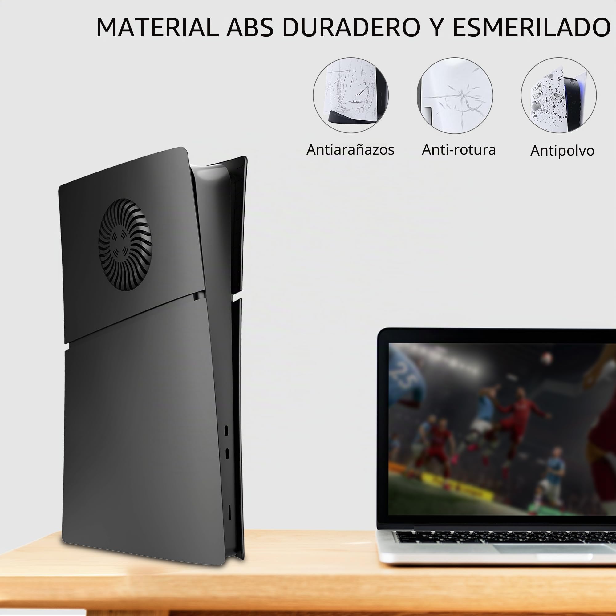 DOBEWINGDELOU Placa frontal para PS5 Slim Digital Edition con ventilación de refrigeración y filtro de polvo, cubierta ABS a prueba de polvo, carcasa lateral de repuesto